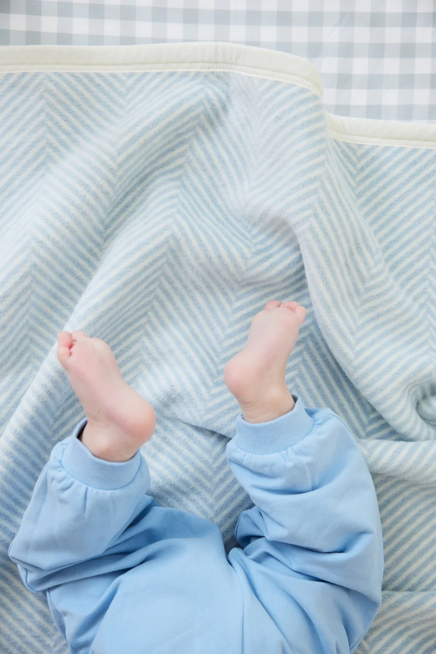 Harborview Herringbone Mini Blanket - Sky Blue by ChappyWrap - Image 4