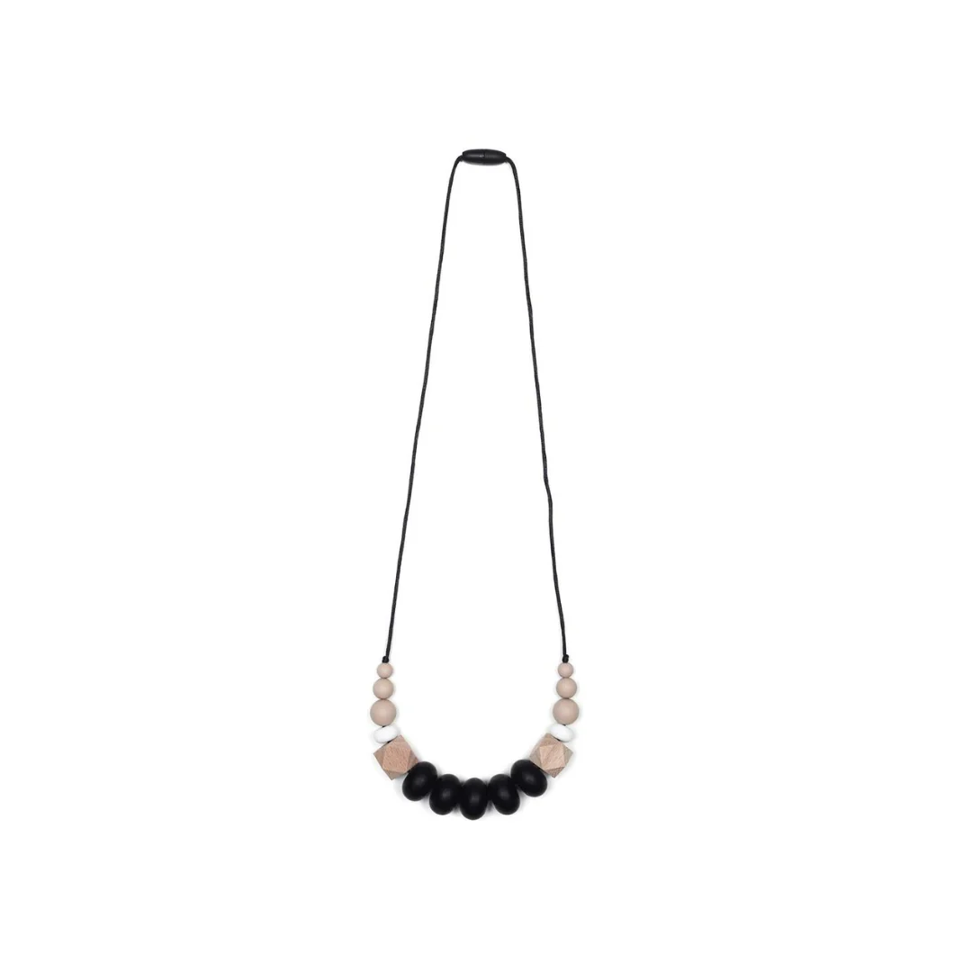 Harper Teething Necklace - Black/Oatmeal by Goobie Baby