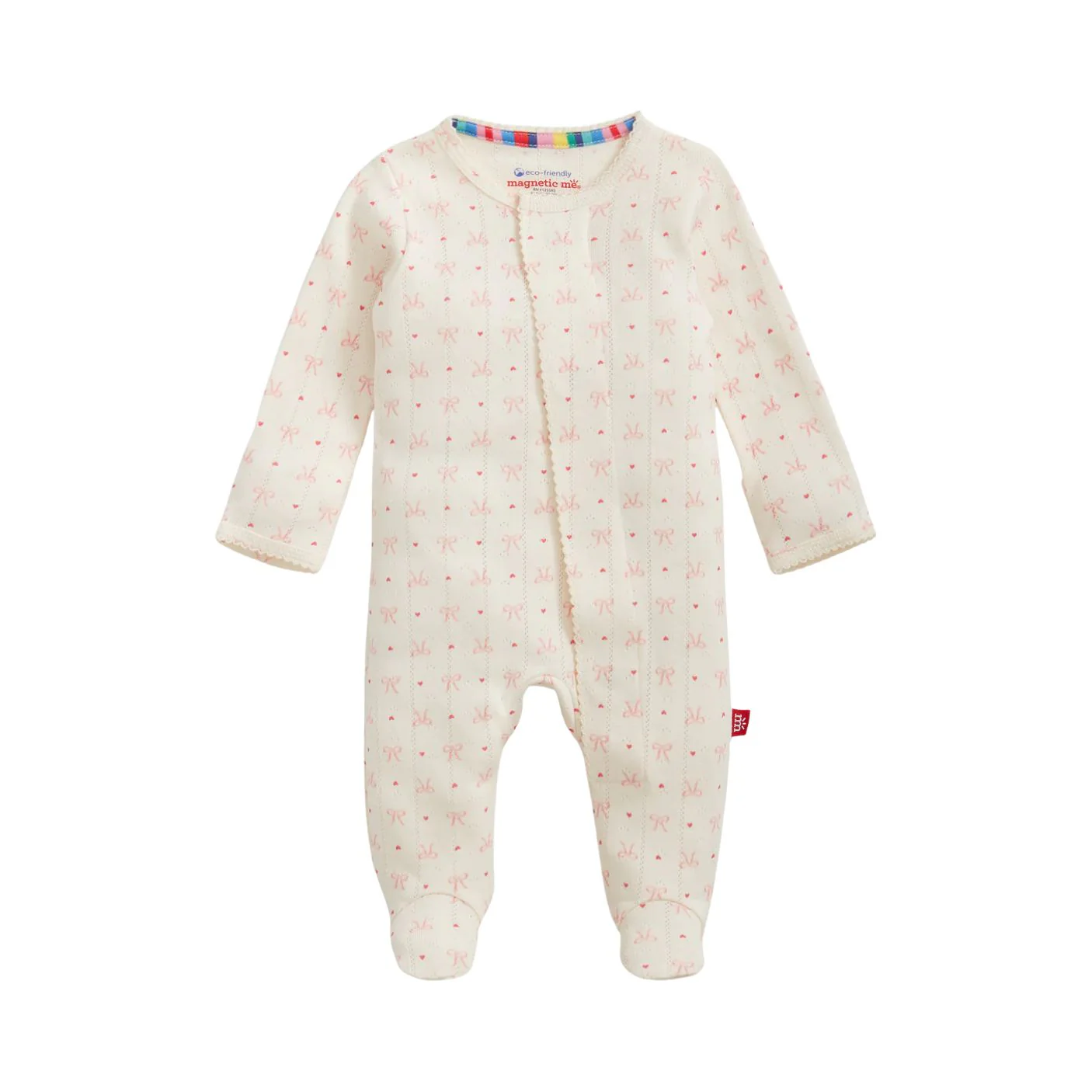 Heart & Bow Pointelle Magnetic Footie by Magnetic Me