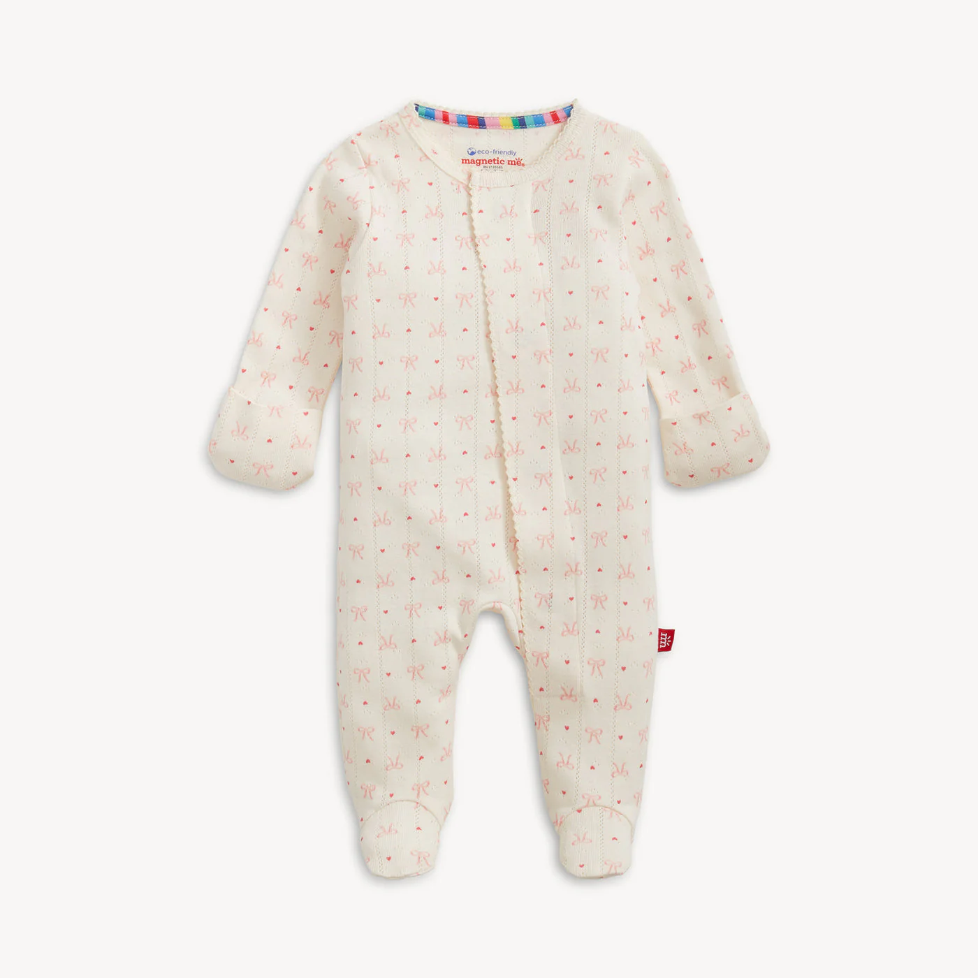 Heart & Bow Pointelle Magnetic Footie by Magnetic Me - Image 6