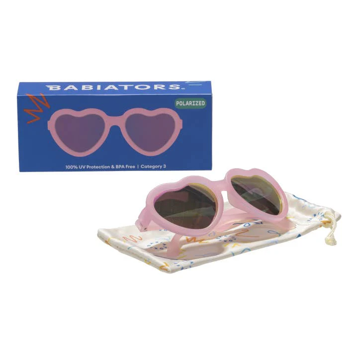 Hearts Polarized Sunglasses - Frosted Pink/Purple Lenses by Babiators - Image 3