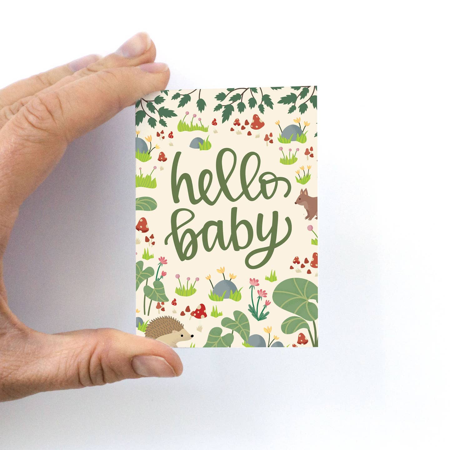 Hello Baby Woodland Mini Card by Pedaller Designs - Image 2