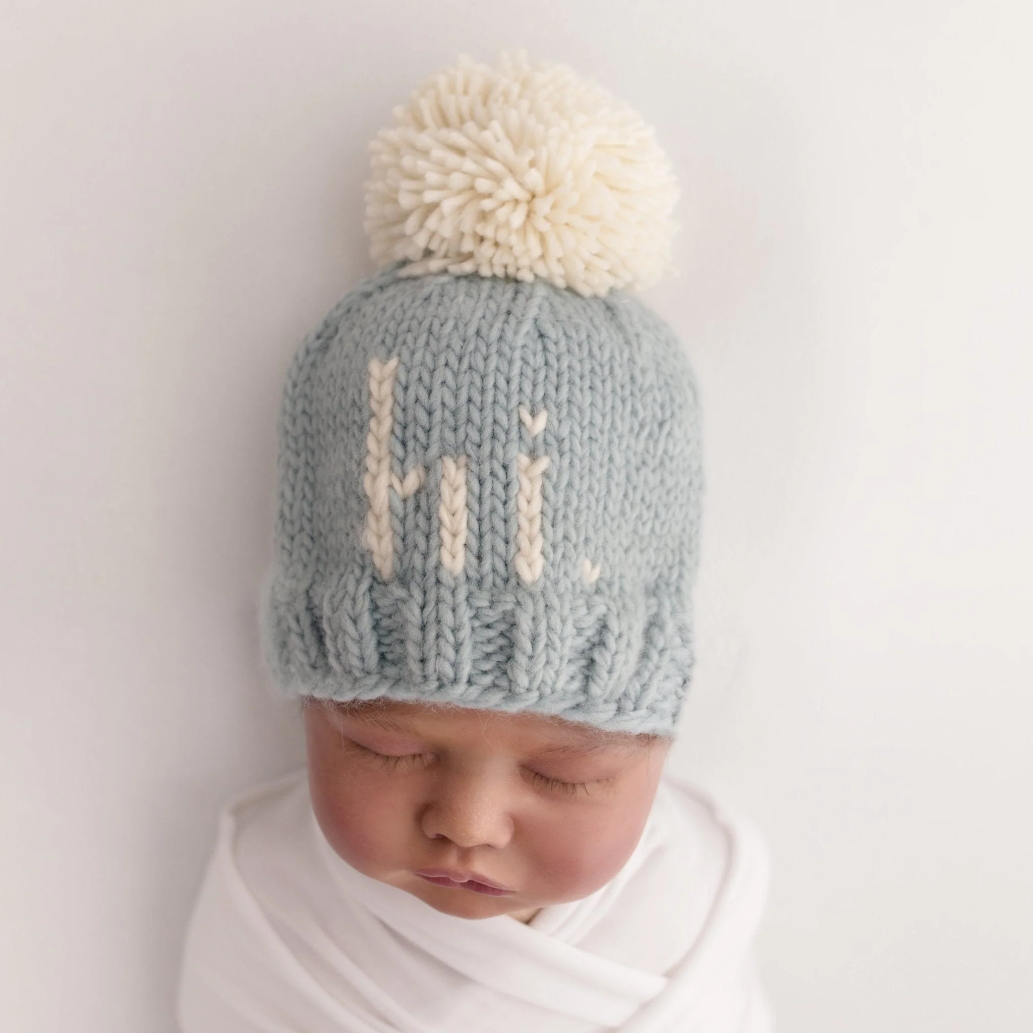 hi. Hand Knit Beanie Hat - Surf Blue by Huggalugs - Image 5