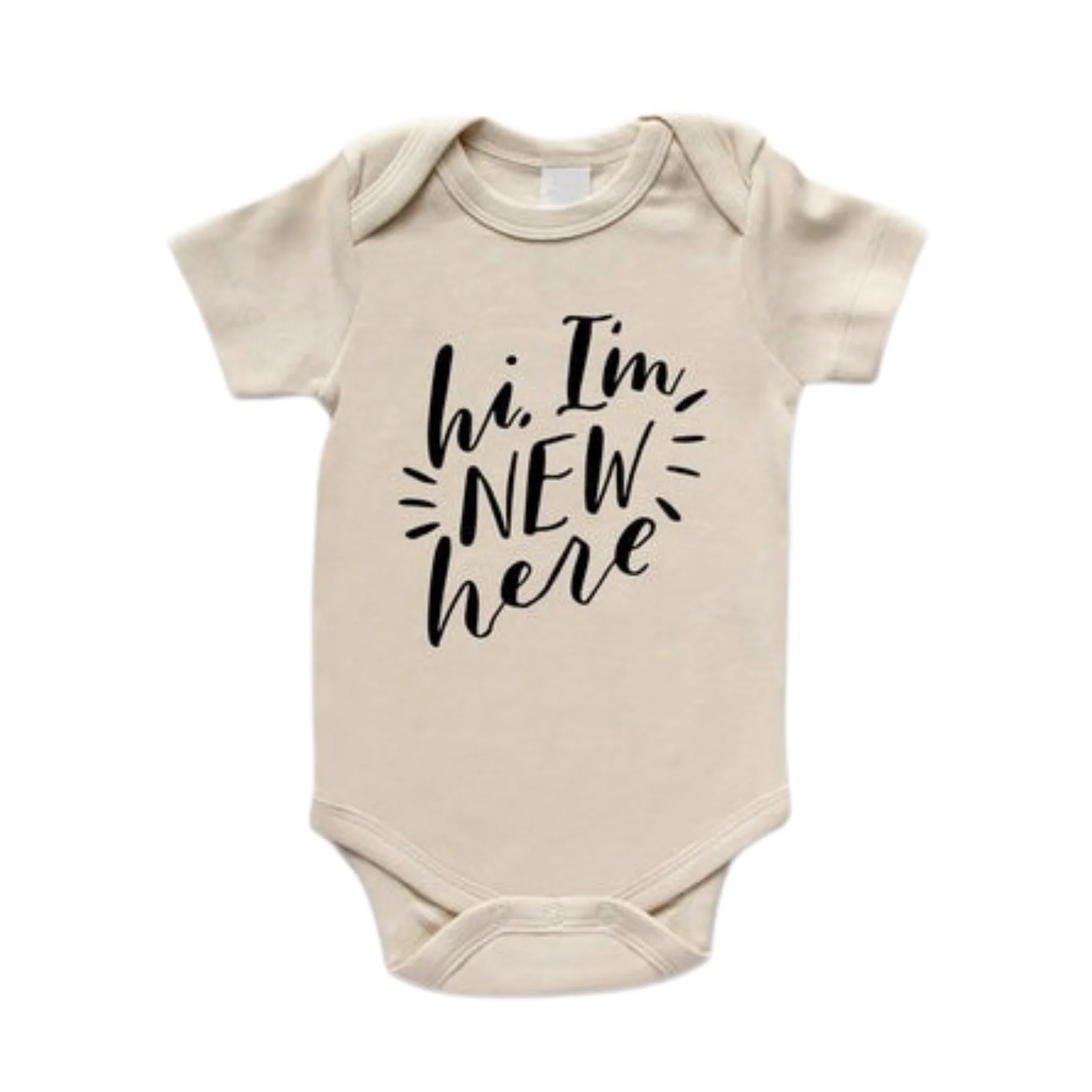 Hi I'm New Here Modern Organic Baby Bodysuit - Natural by Gladfolk