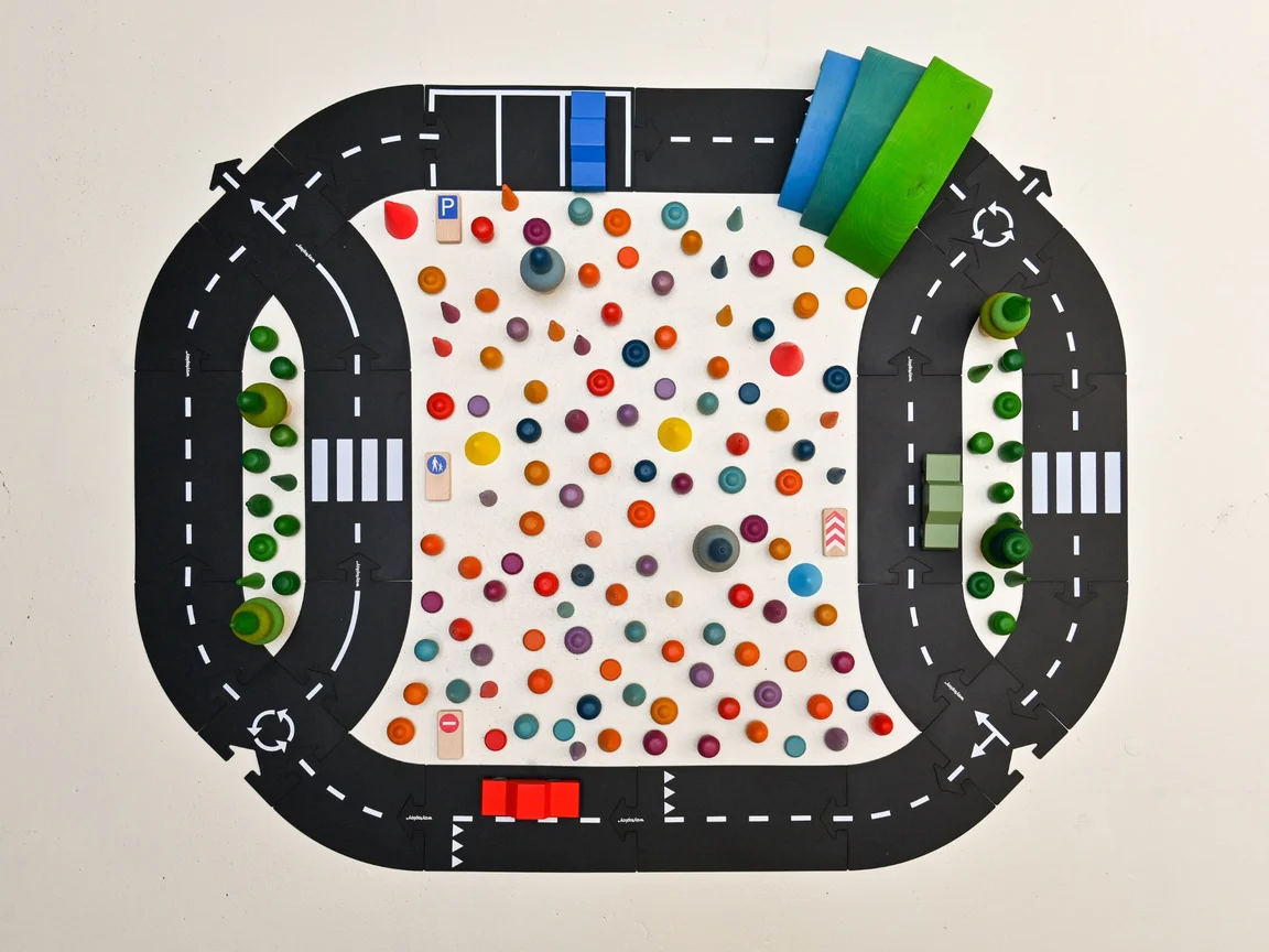 Highway Set with One Wooden Car by Waytoplay Toys - Image 4