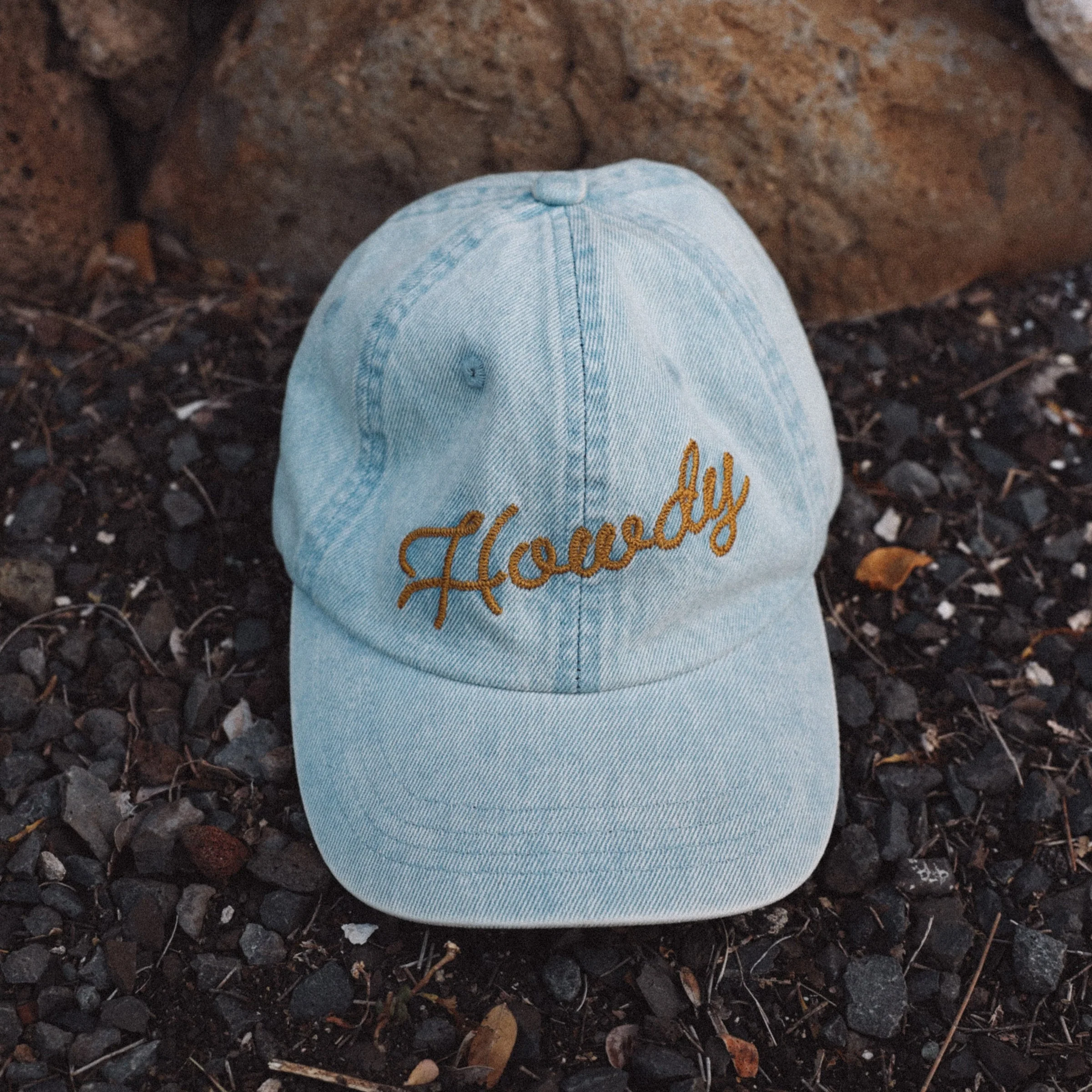 Howdy Six Panel Hat - Washed Denim by Tiny Whales - Image 3