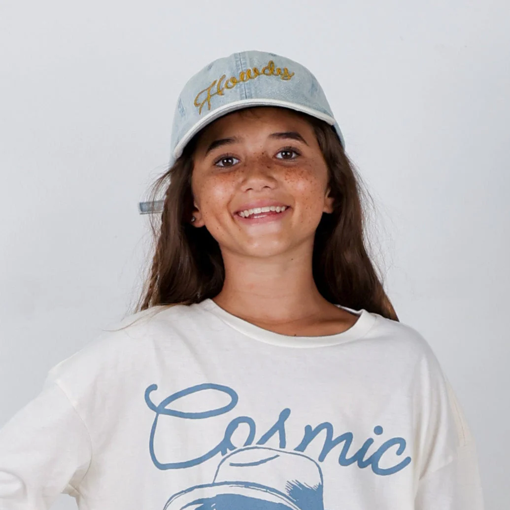 Howdy Six Panel Hat - Washed Denim by Tiny Whales - Image 8