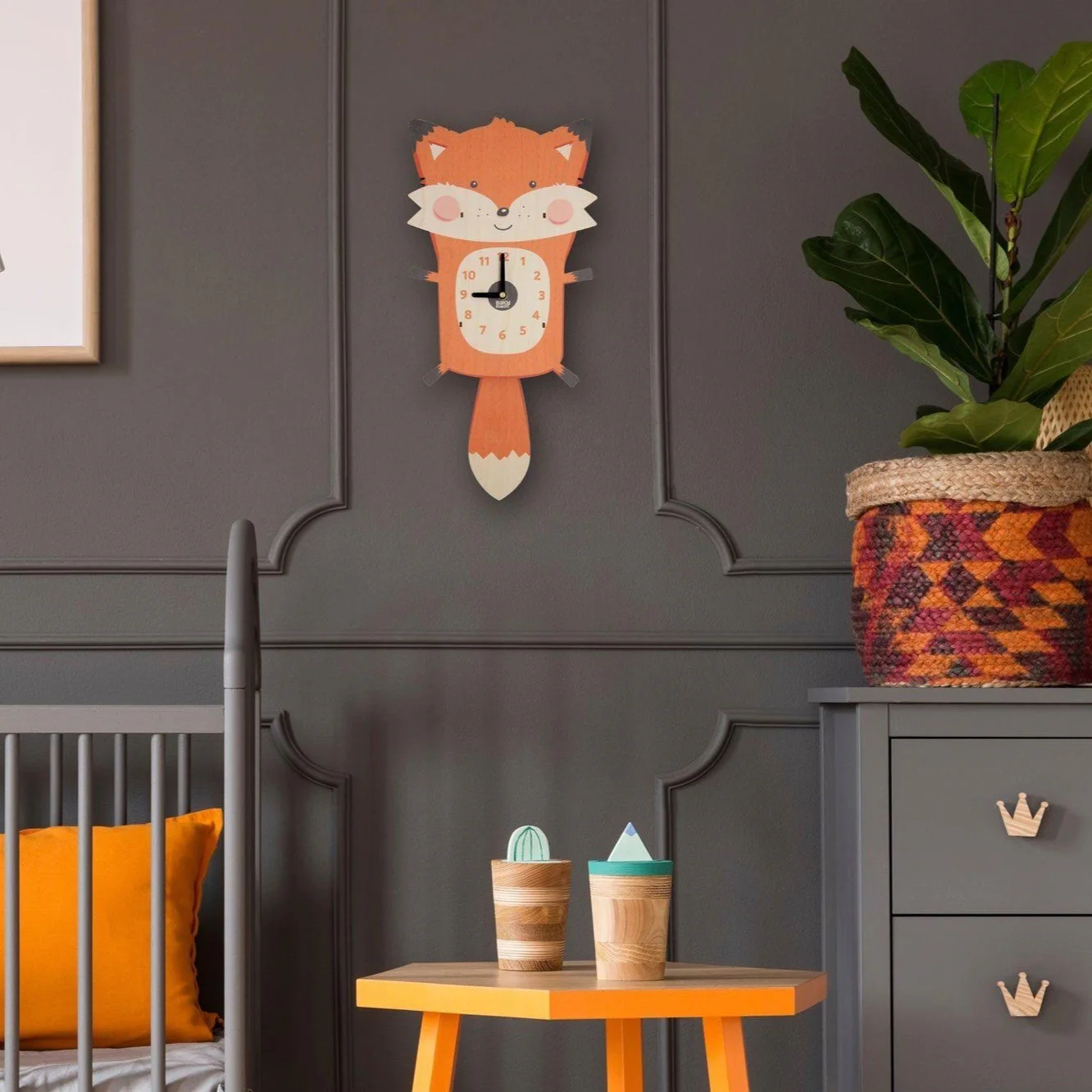 Hunter the Fox Single Pendulum Clock by Birch Robot - Image 2
