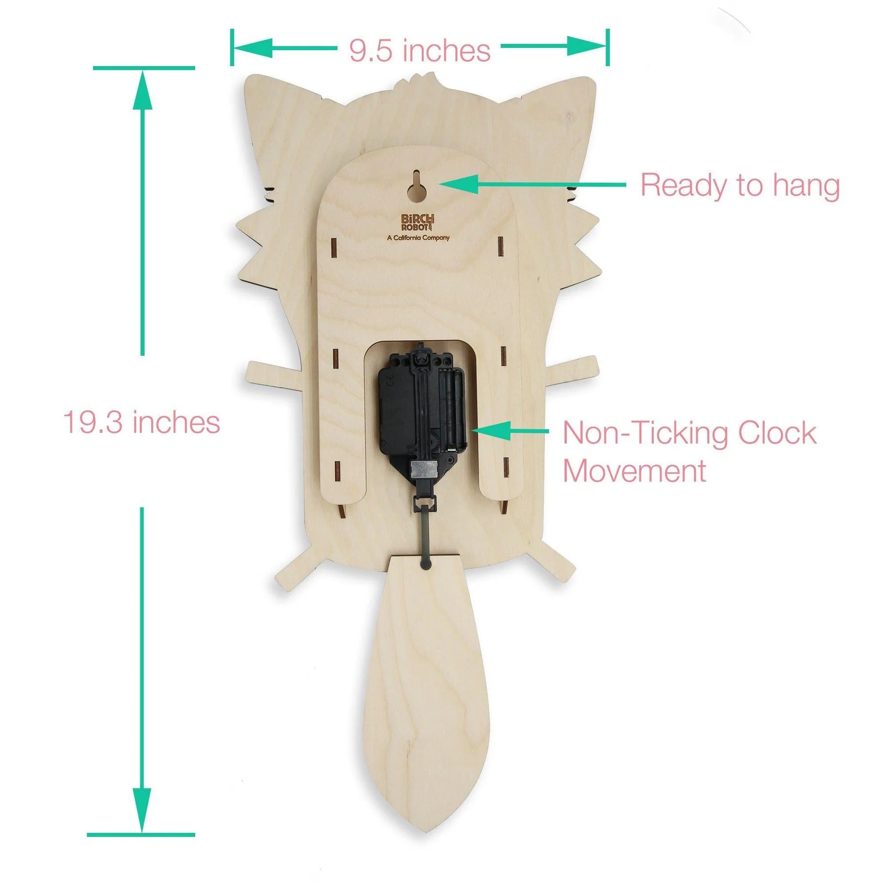 Hunter the Fox Single Pendulum Clock by Birch Robot - Image 3