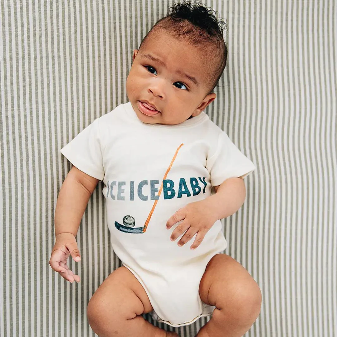 Ice Ice Baby Hockey Organic Baby Onesie by Urban Baby Co. - Image 3