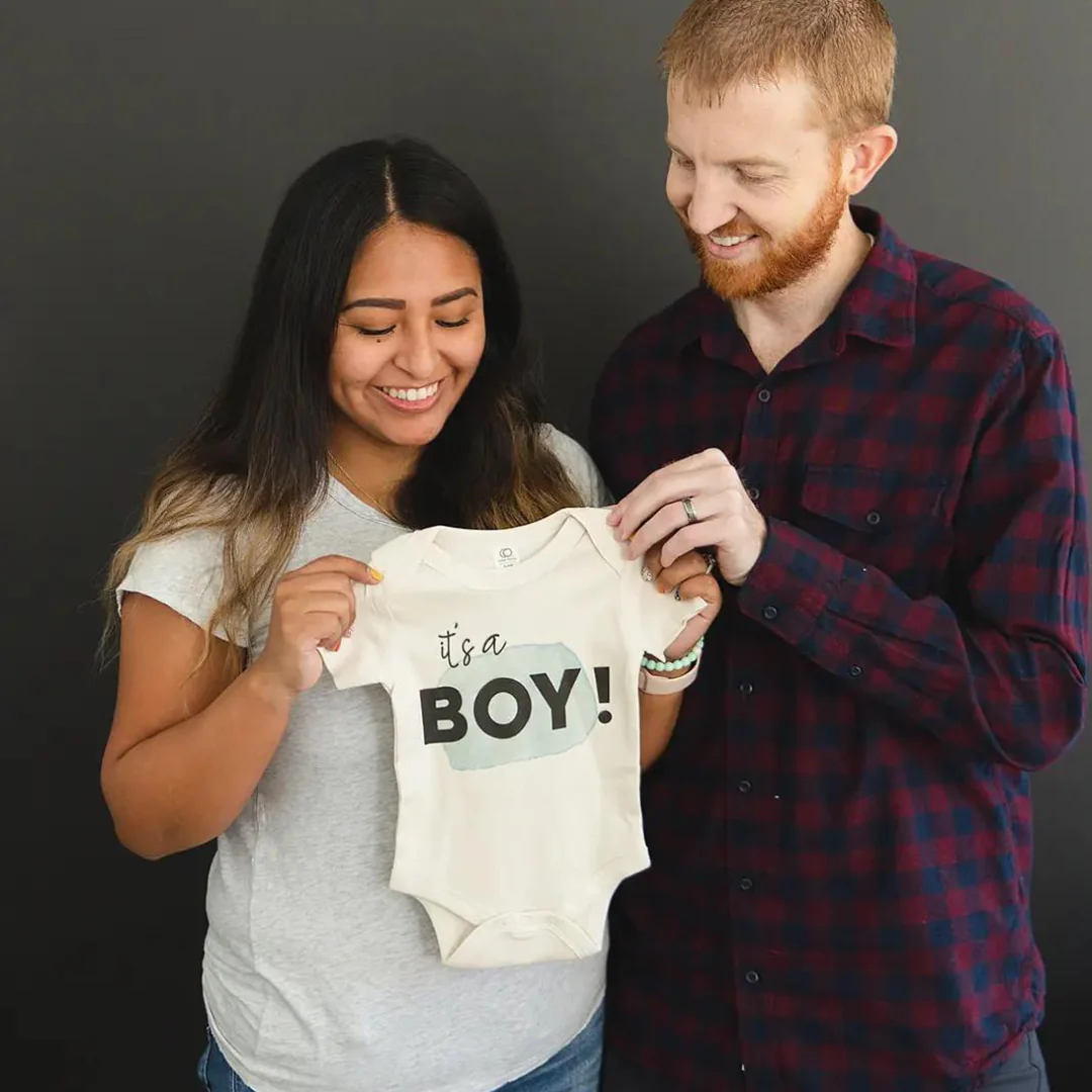It's A Boy Pregnancy Announcement Organic Baby Onesie by Urban Baby Co. - Image 2