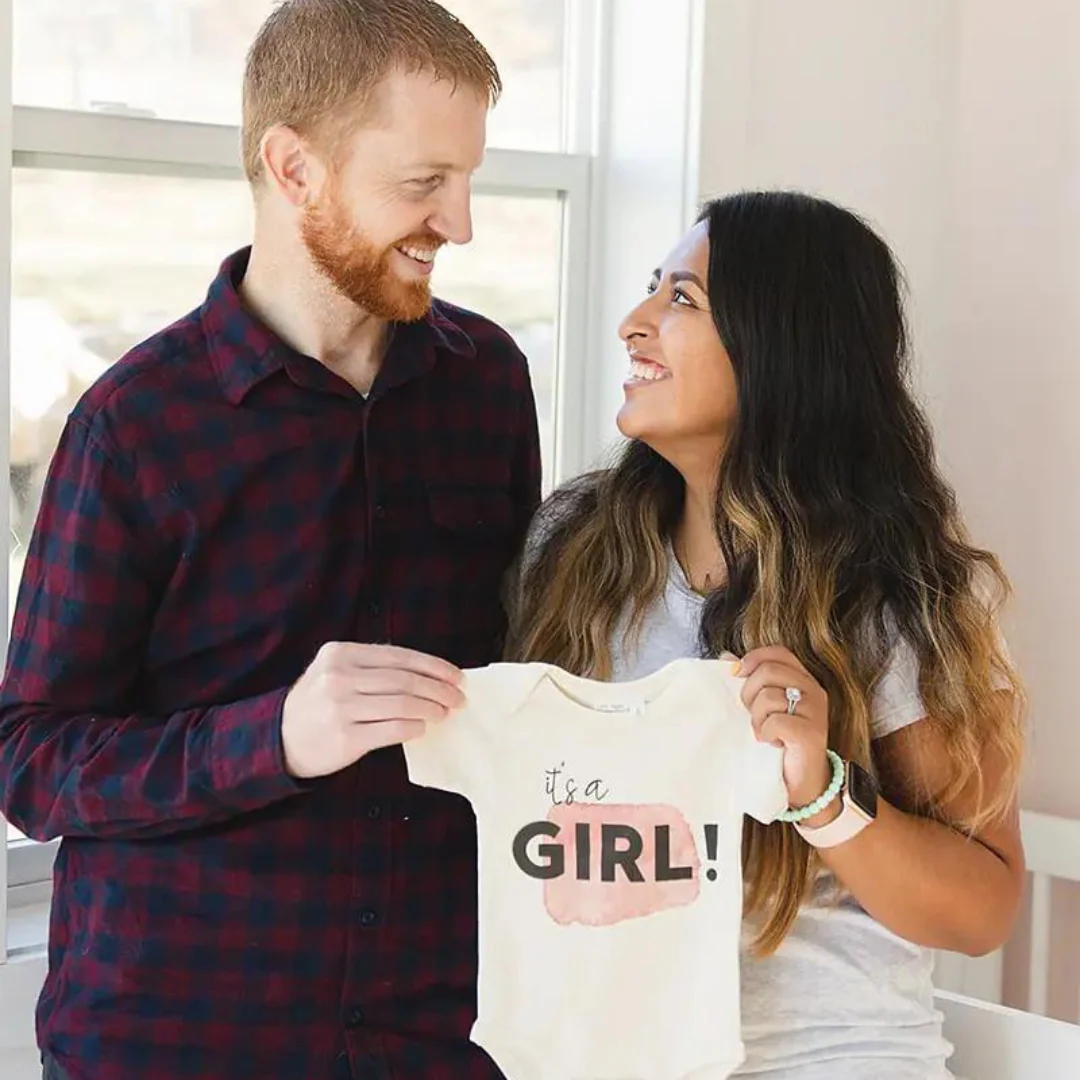 It's A Girl Pregnancy Announcement Organic Baby Onesie by Urban Baby Co. - Image 2