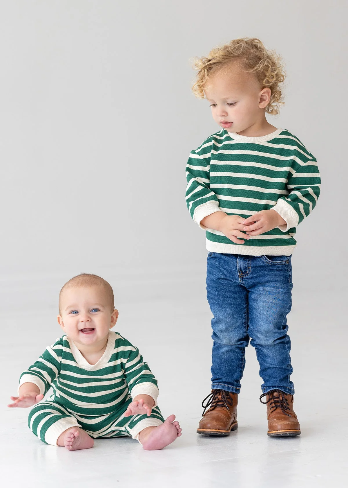 Jackson Romper - Green Stripe by Beckett + Bear - FINAL SALE - Image 4