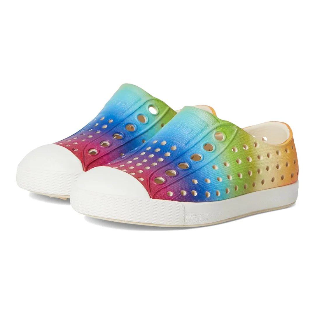 Jefferson Print Shoes - Bone White/Shell White/Rainbow Gradient by Native Shoes - FINAL SALE - Image 6