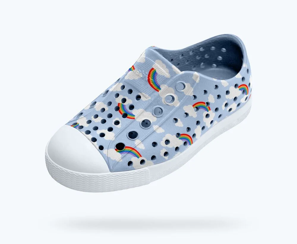 Jefferson Print Shoes - Skyway Blue/Shell White/Cloud Rainbow by Native Shoes - Image 2