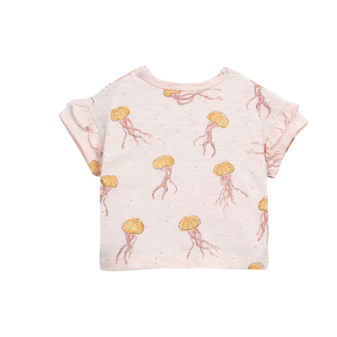 Jellyfish Print Ruffle T-Shirt - Pink by Play Up - FINAL SALE - Image 2