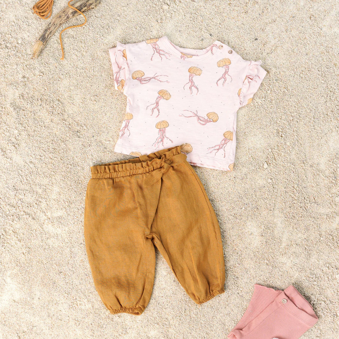 Jellyfish Print Ruffle T-Shirt - Pink by Play Up - FINAL SALE - Image 3