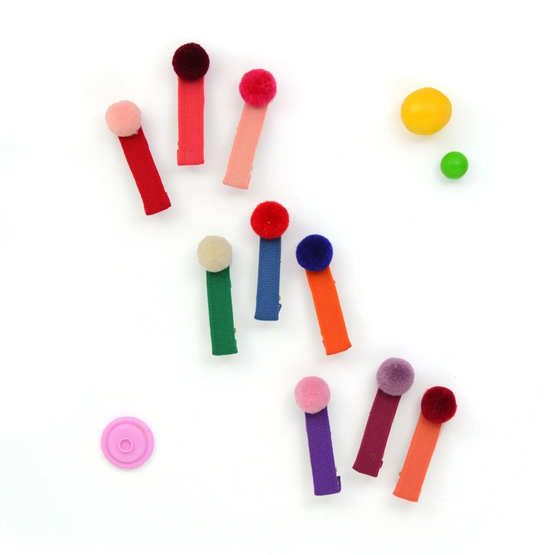 Jewel Tone Pom Pom Hair Clips - Purple by Hello Shiso