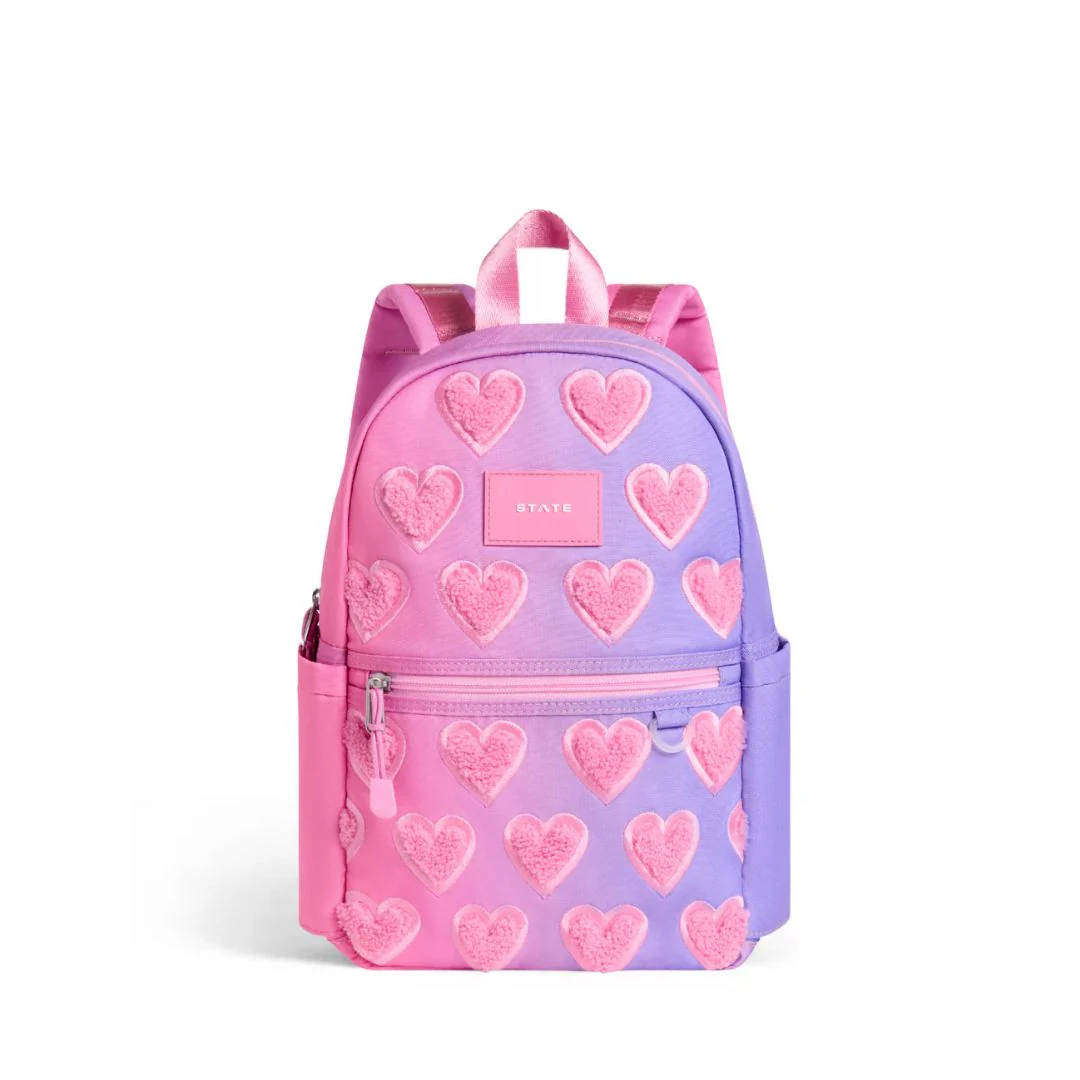 Kane Kids Mini Backpack - Pink Ombre Fuzzy Hearts by State Bags