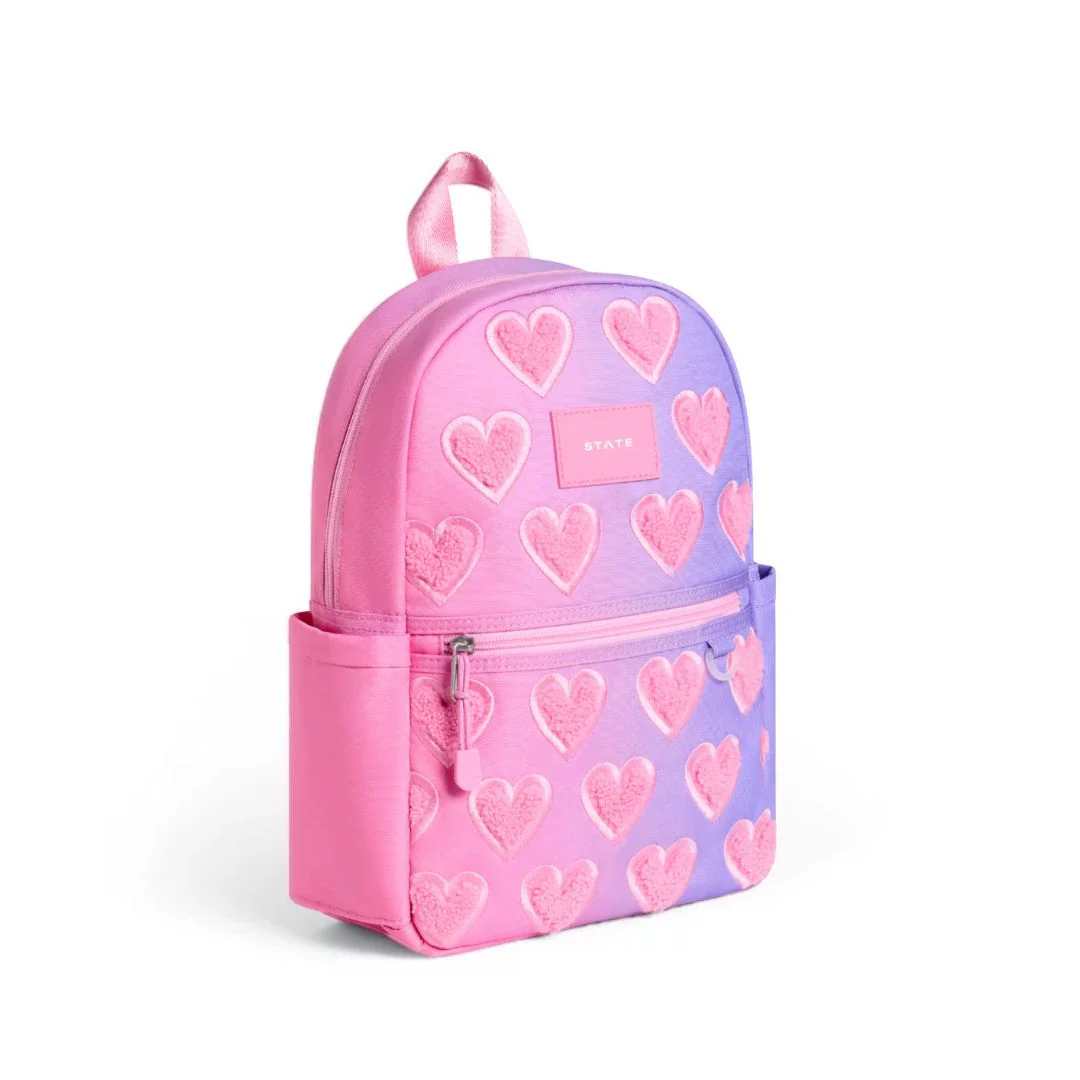 Kane Kids Mini Backpack - Pink Ombre Fuzzy Hearts by State Bags - Image 2