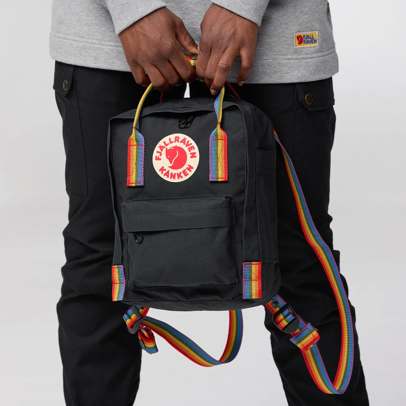 Kånken Rainbow Mini Backpack - Black by Fjallraven - Image 8