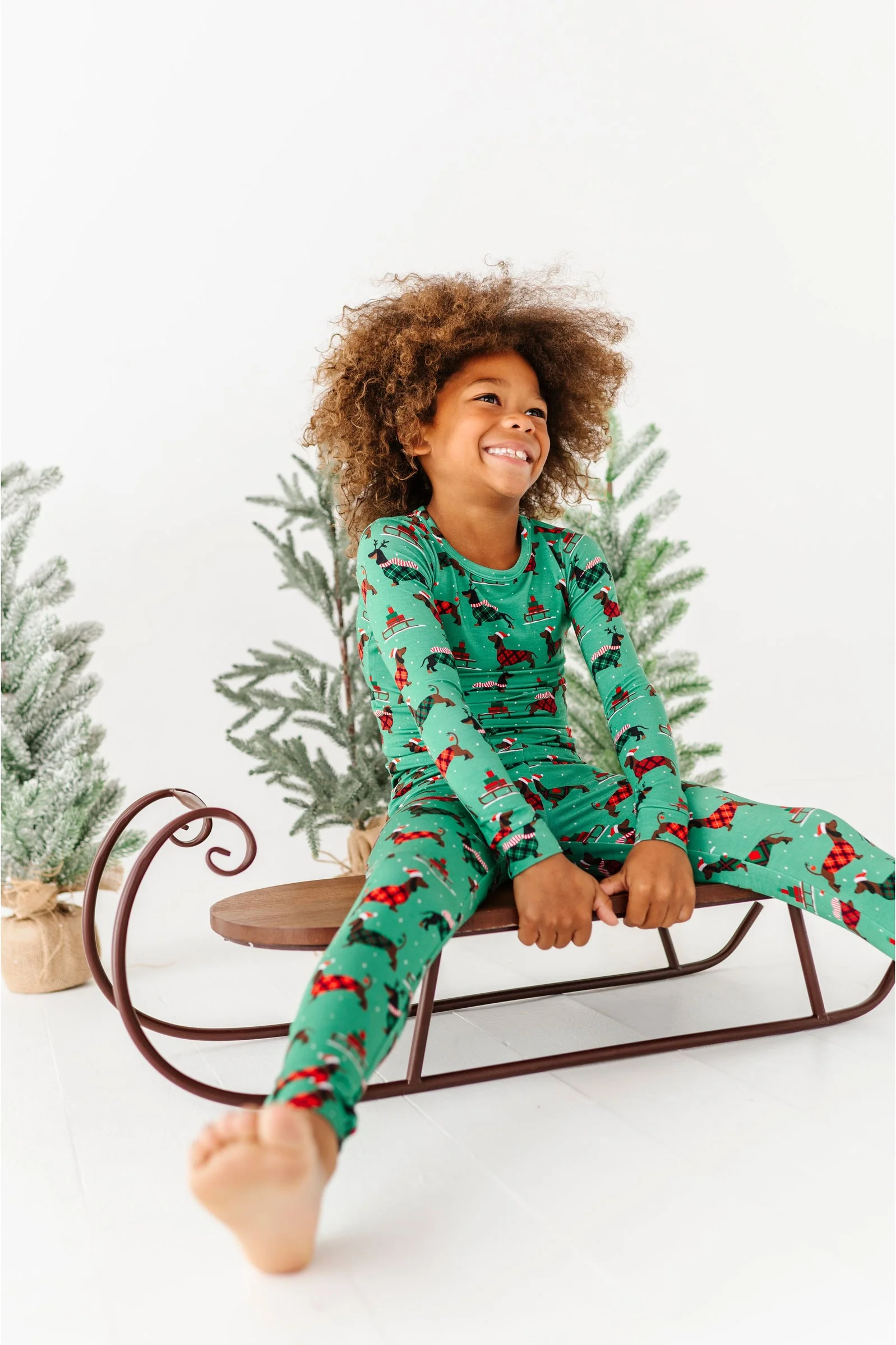 Bamboo Pajama Set - Tartan Tails Christmas Pajama by Bird & Bean - FINAL SALE - Image 2