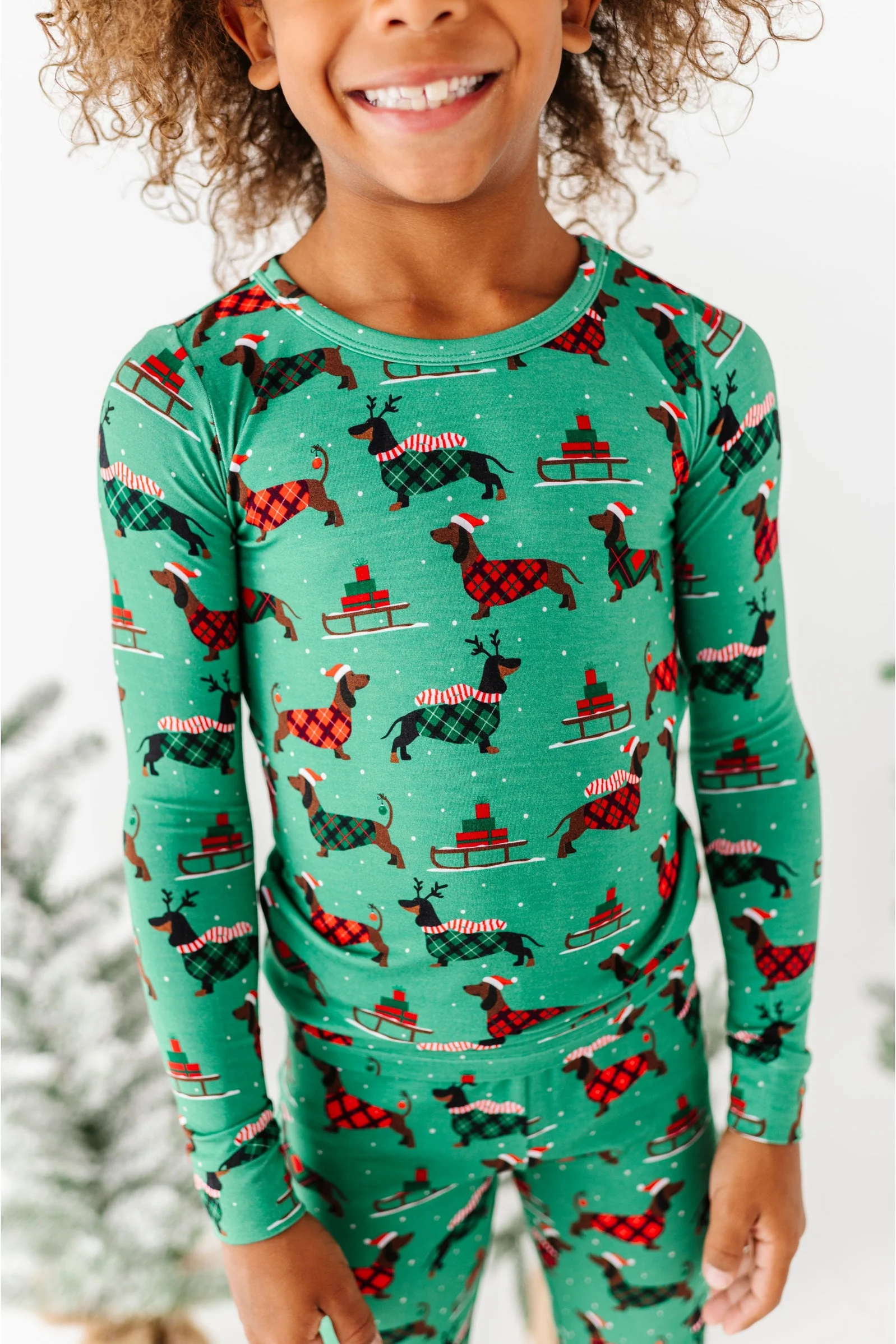 Bamboo Pajama Set - Tartan Tails Christmas Pajama by Bird & Bean - FINAL SALE - Image 3