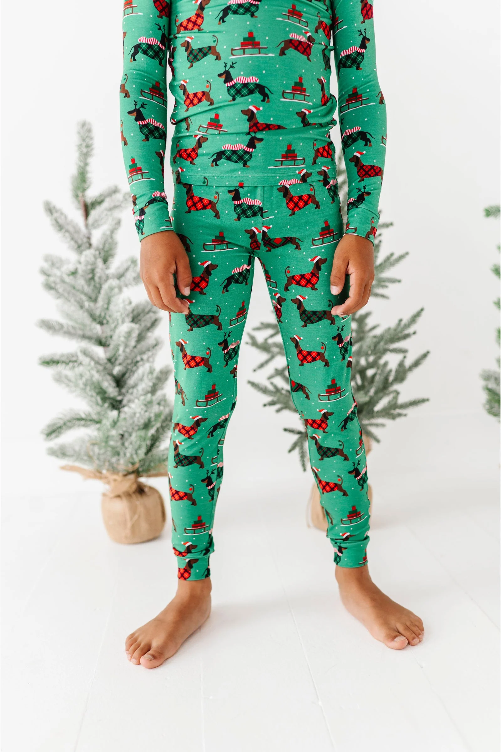 Bamboo Pajama Set - Tartan Tails Christmas Pajama by Bird & Bean - FINAL SALE - Image 4
