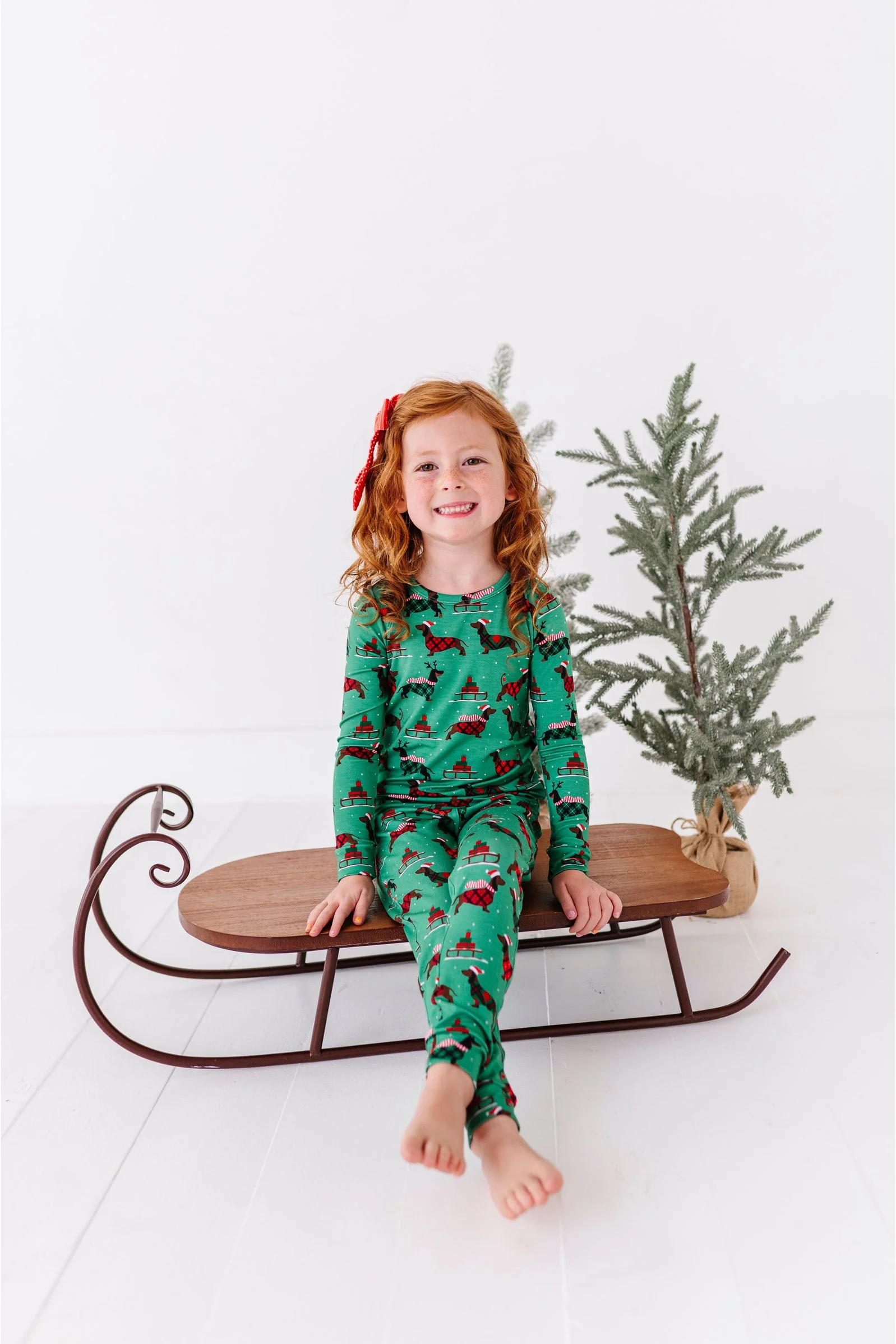Bamboo Pajama Set - Tartan Tails Christmas Pajama by Bird & Bean - FINAL SALE - Image 5