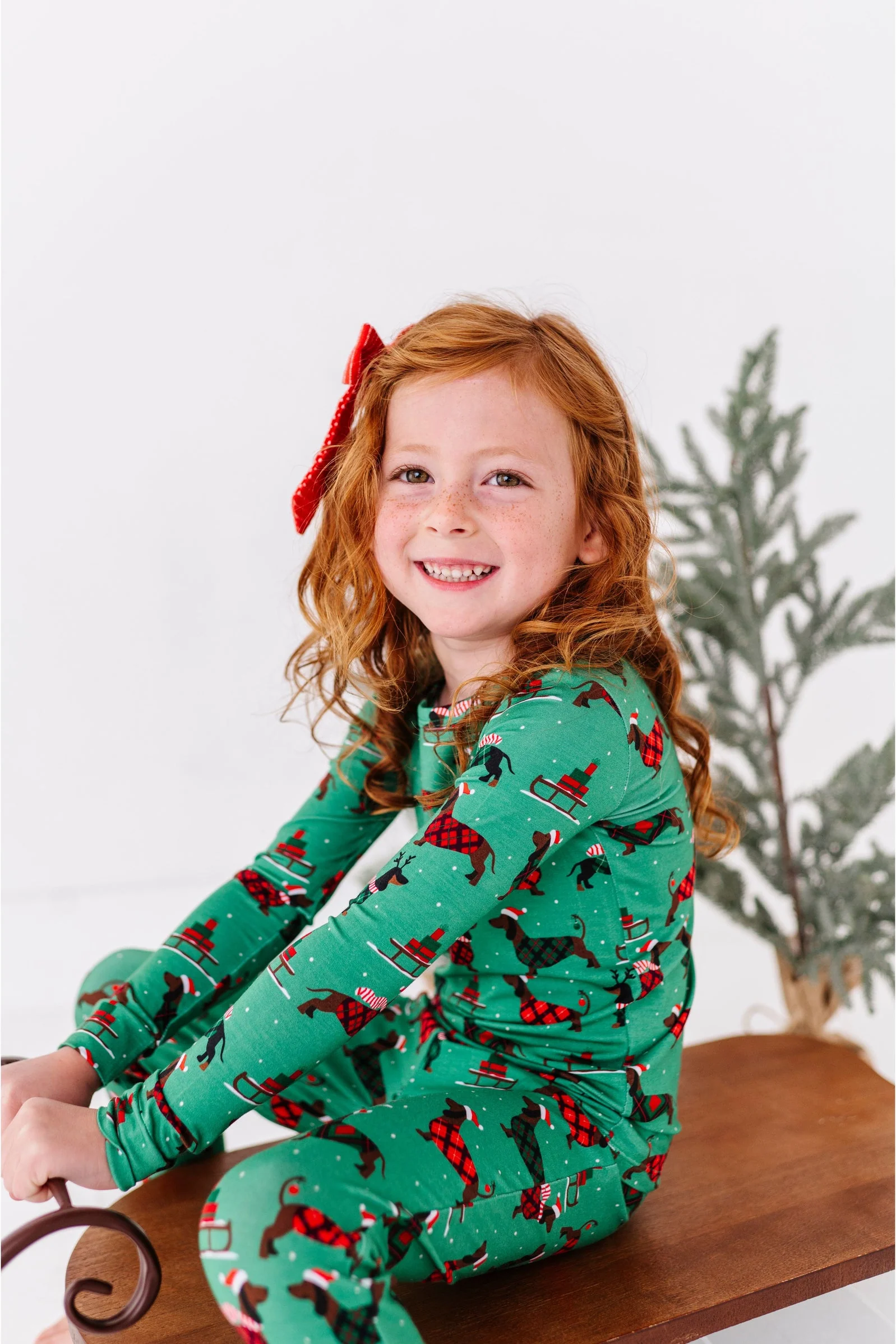 Bamboo Pajama Set - Tartan Tails Christmas Pajama by Bird & Bean - FINAL SALE - Image 6