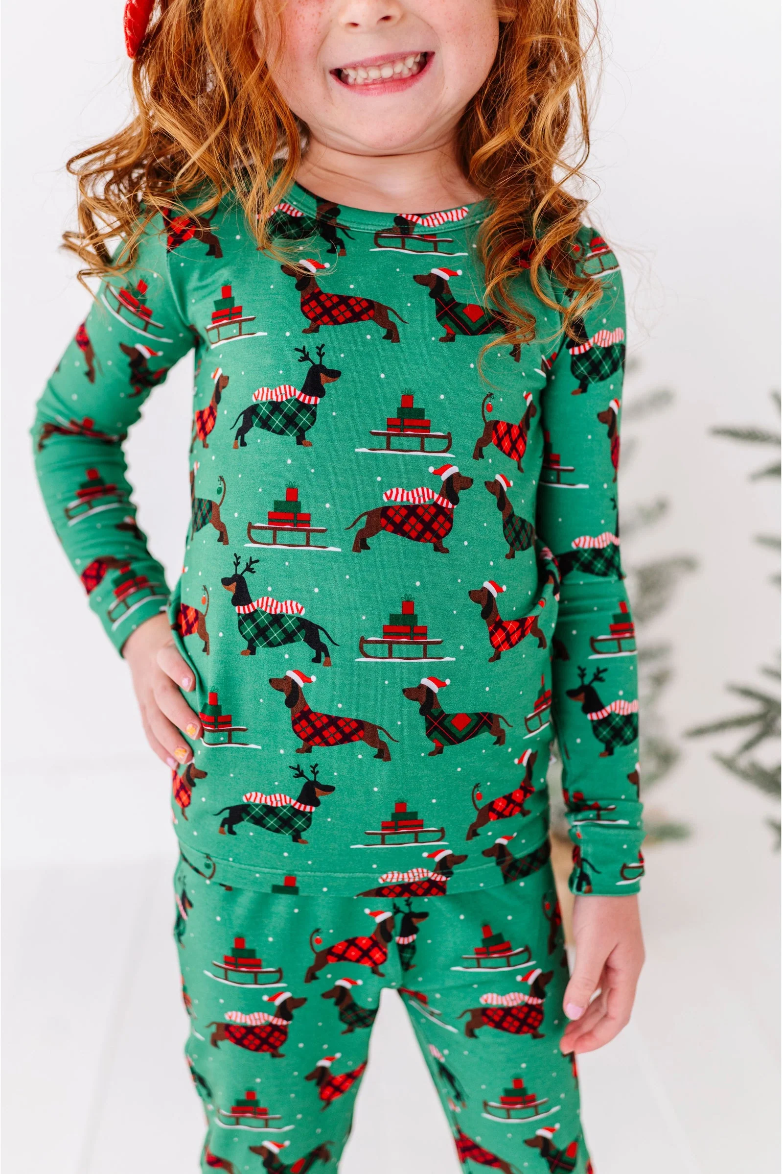 Bamboo Pajama Set - Tartan Tails Christmas Pajama by Bird & Bean - FINAL SALE - Image 7