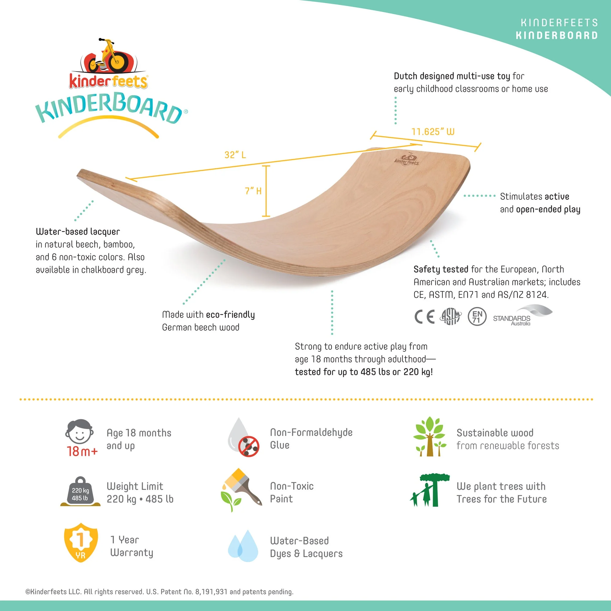 Kinderboard Balance Board Waldorf Original - White Wash by Kinderfeets - Image 5