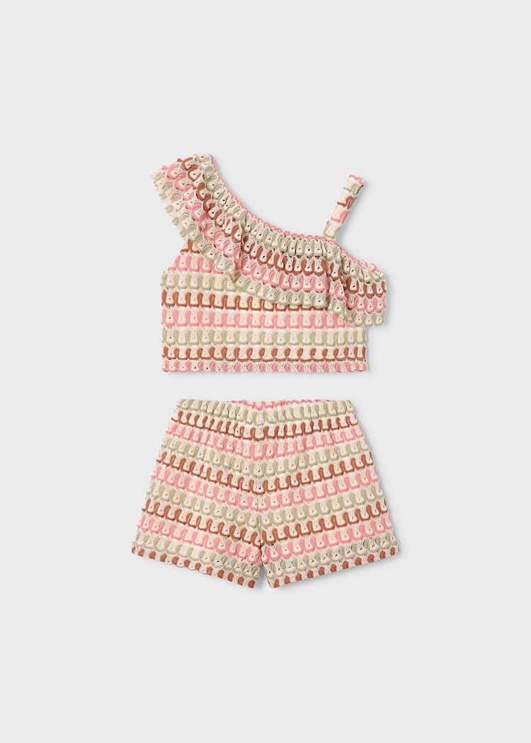 Knit Shorts and Asymmetric Top Set - Tangerine by Mayoral - Image 4