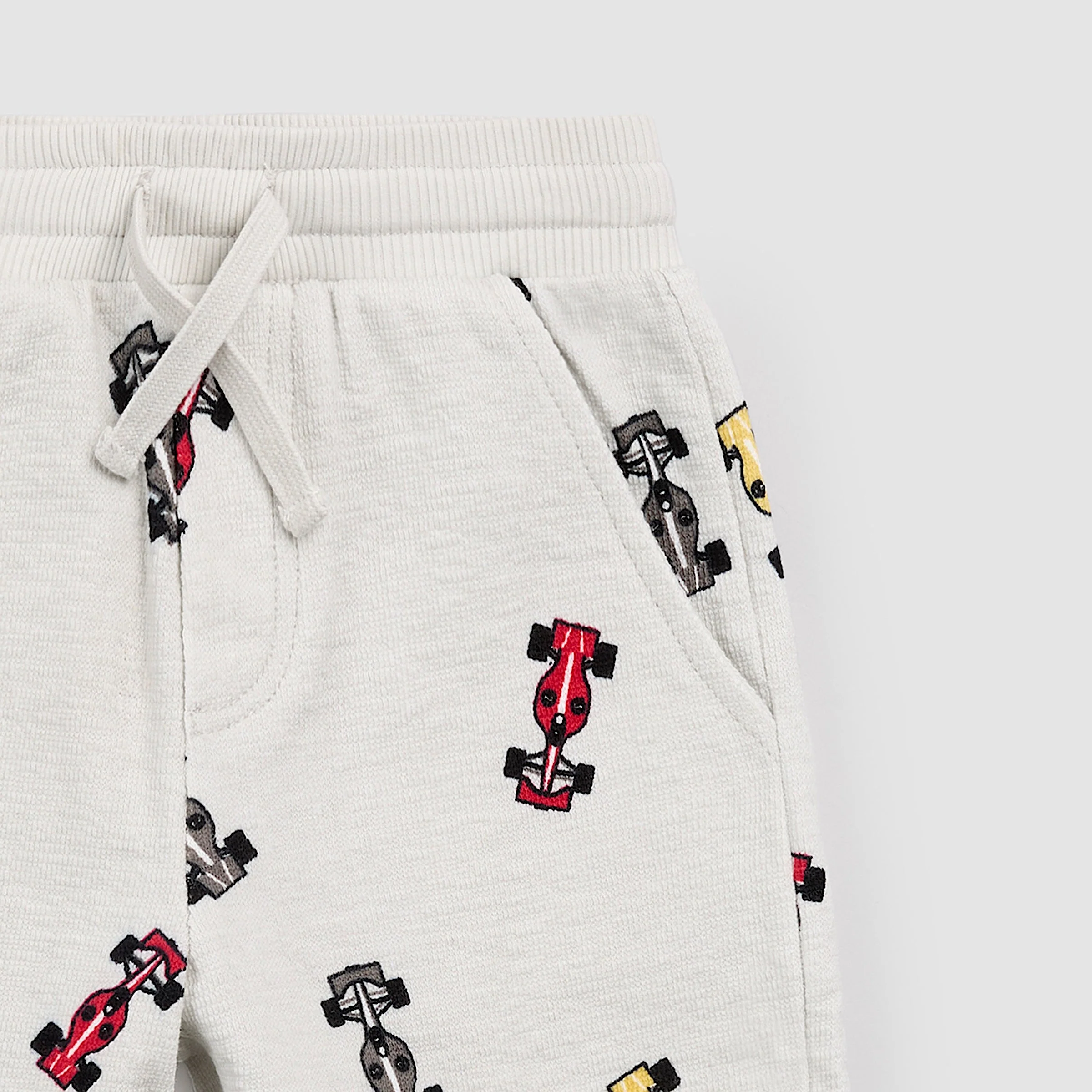 Knit Shorts - Race Cars on Grey by miles the label. - Image 3