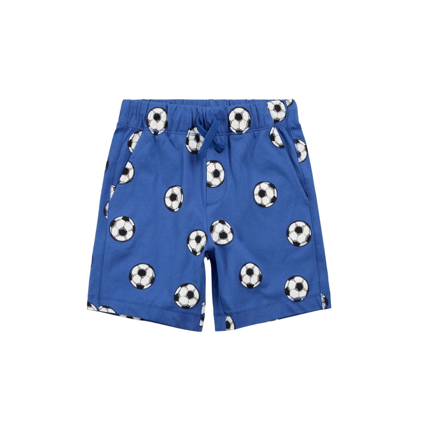 Knit Shorts - Soccer Balls on Royal Blue by miles the label.