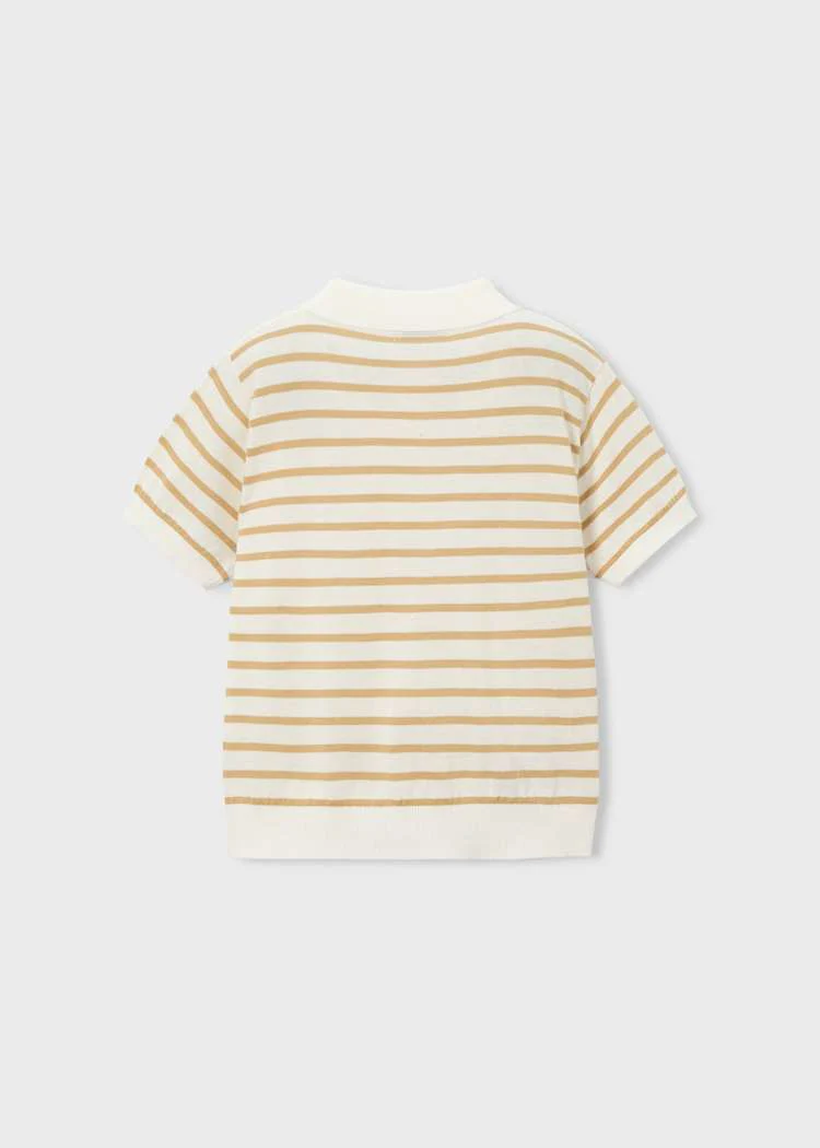 Knit Striped Polo - Cream/Mocca by Mayoral - Image 5