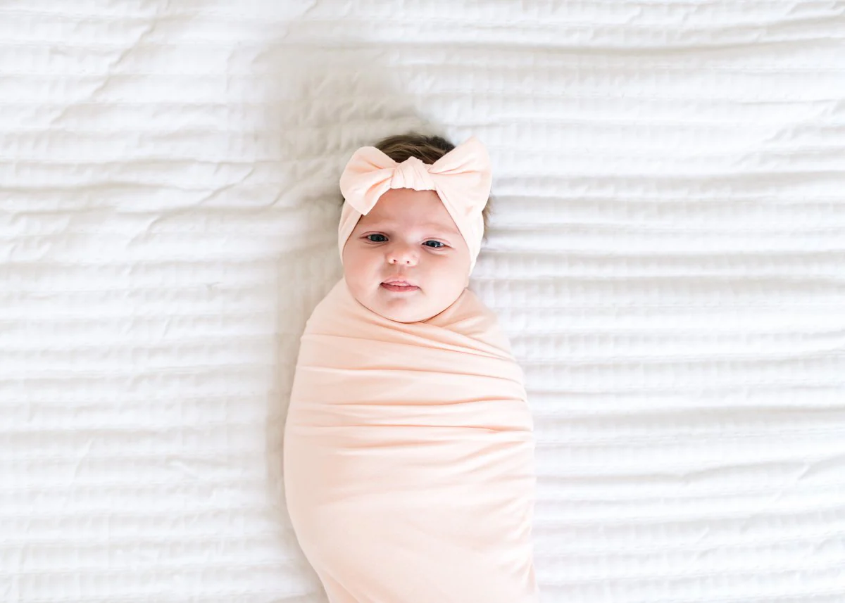 Knit Swaddle Blanket - Blush by Copper Pearl - Image 2
