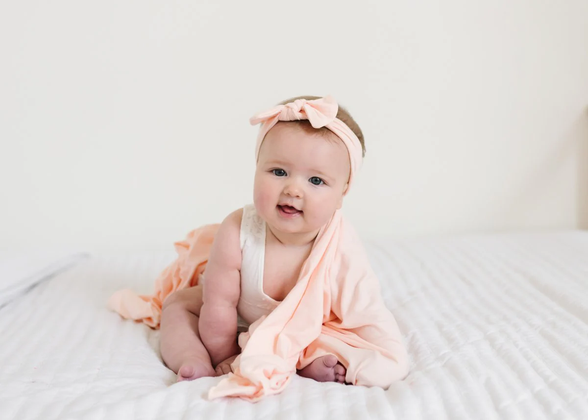 Knit Swaddle Blanket - Blush by Copper Pearl - Image 4