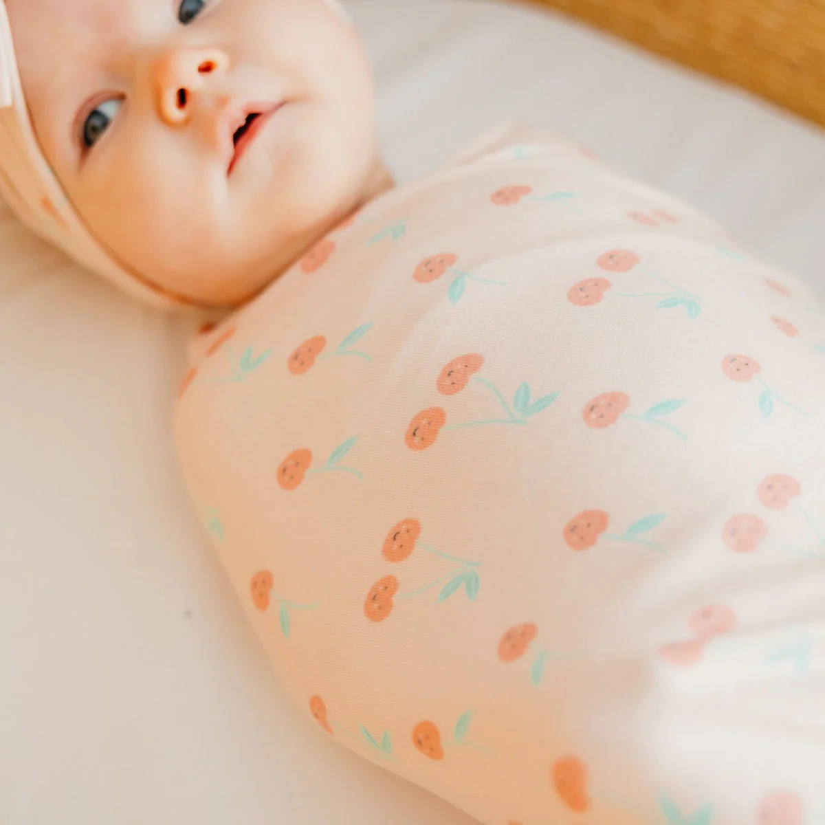 Knit Swaddle Blanket - Cheery by Copper Pearl - Image 3