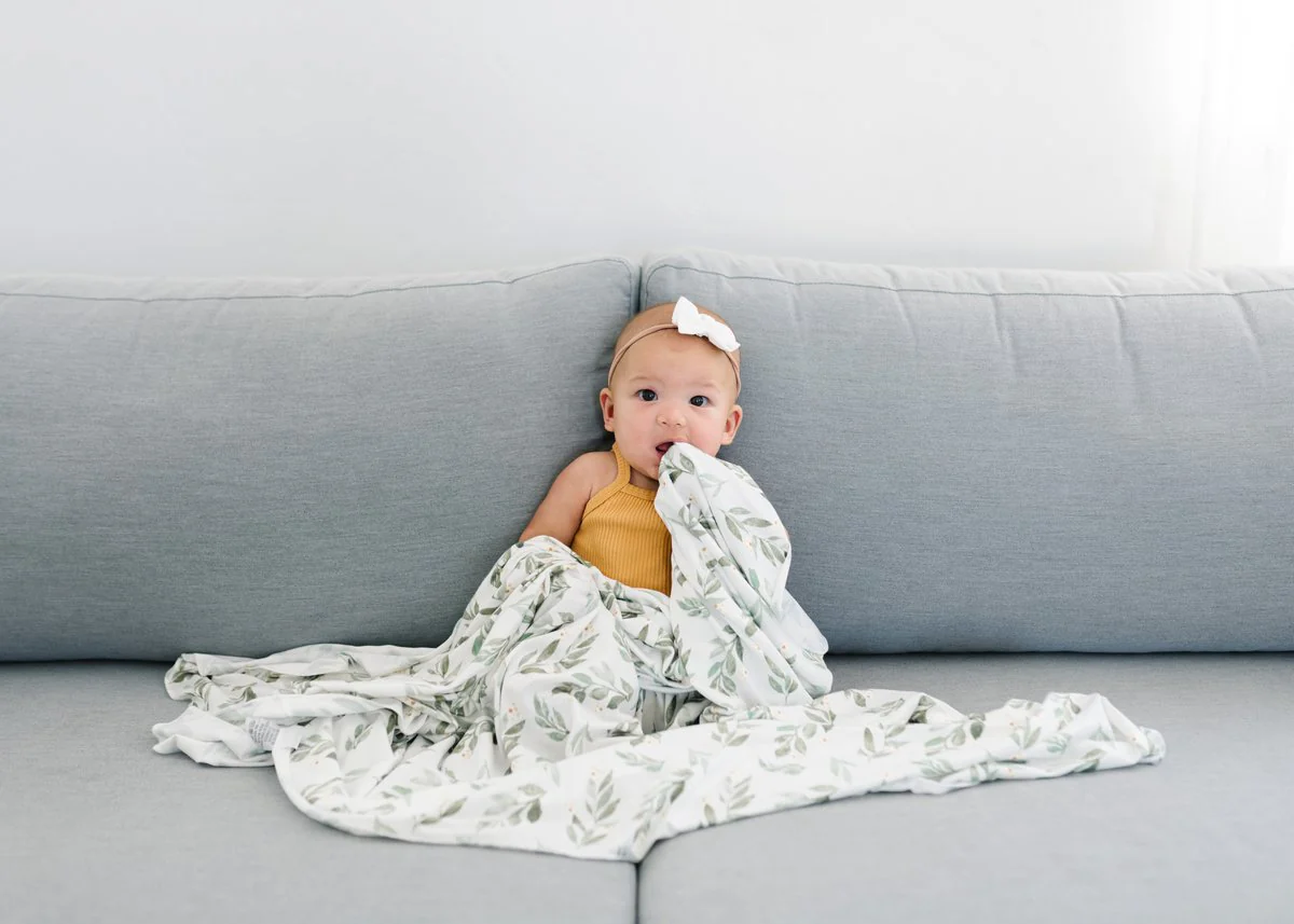 Knit Swaddle Blanket - Fern by Copper Pearl - Image 2