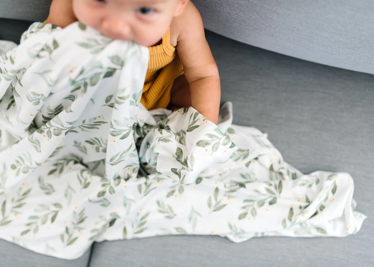 Knit Swaddle Blanket - Fern by Copper Pearl - Image 3