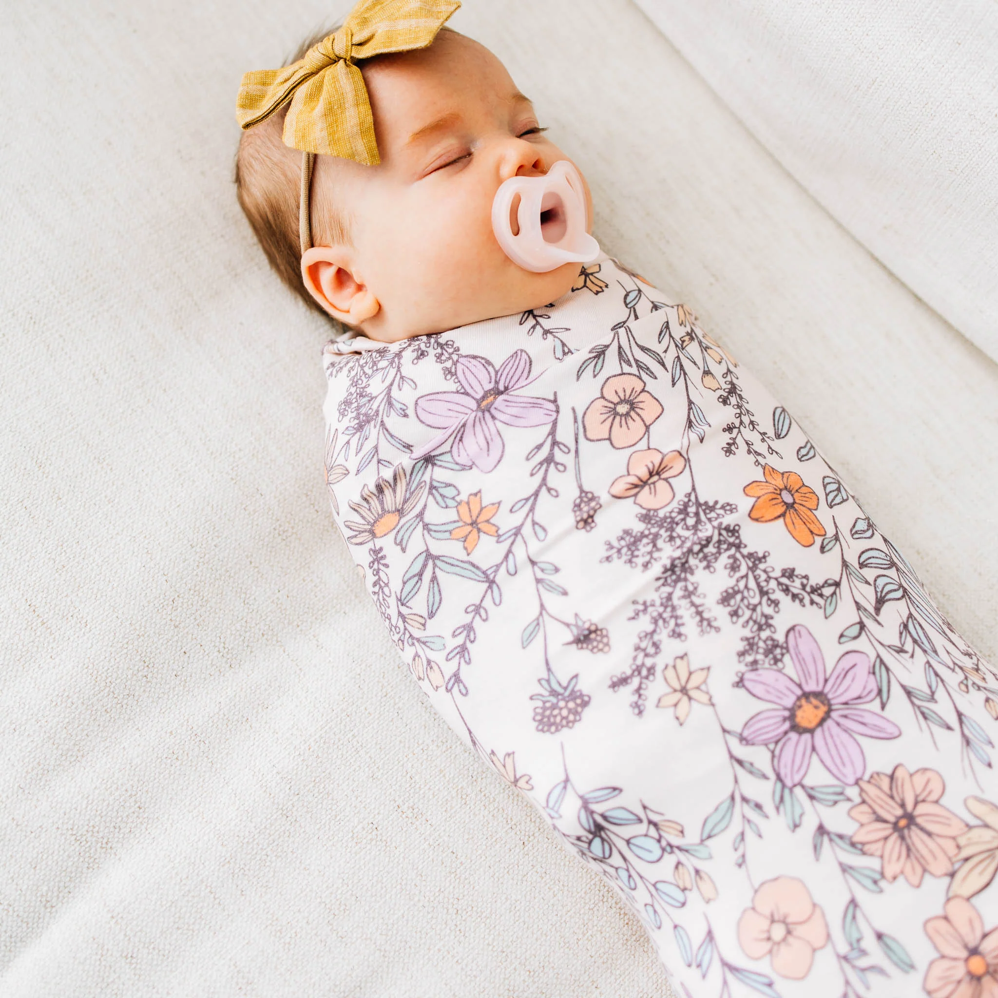 Knit Swaddle Blanket - Flora by Copper Pearl - Image 4