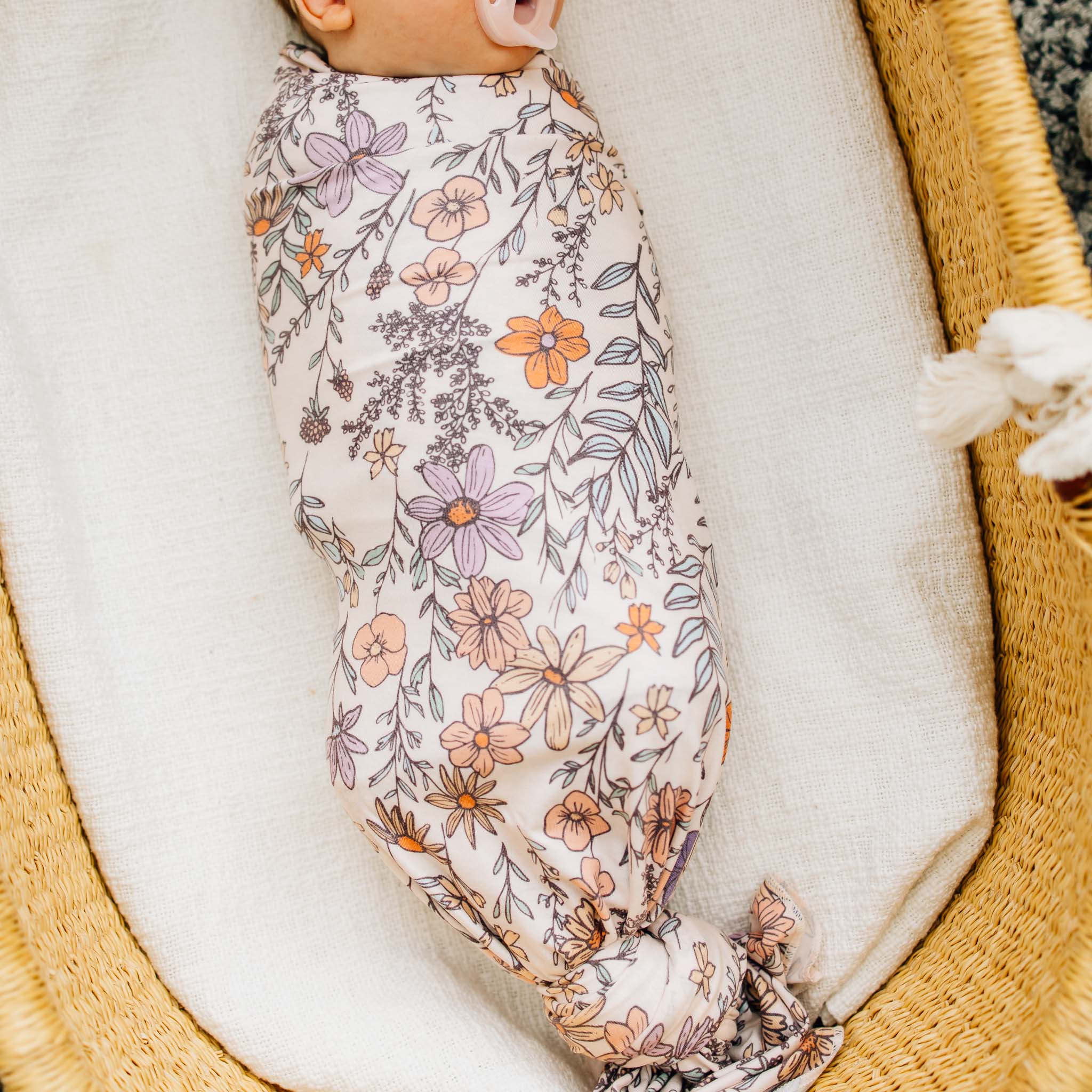 Knit Swaddle Blanket - Flora by Copper Pearl - Image 6