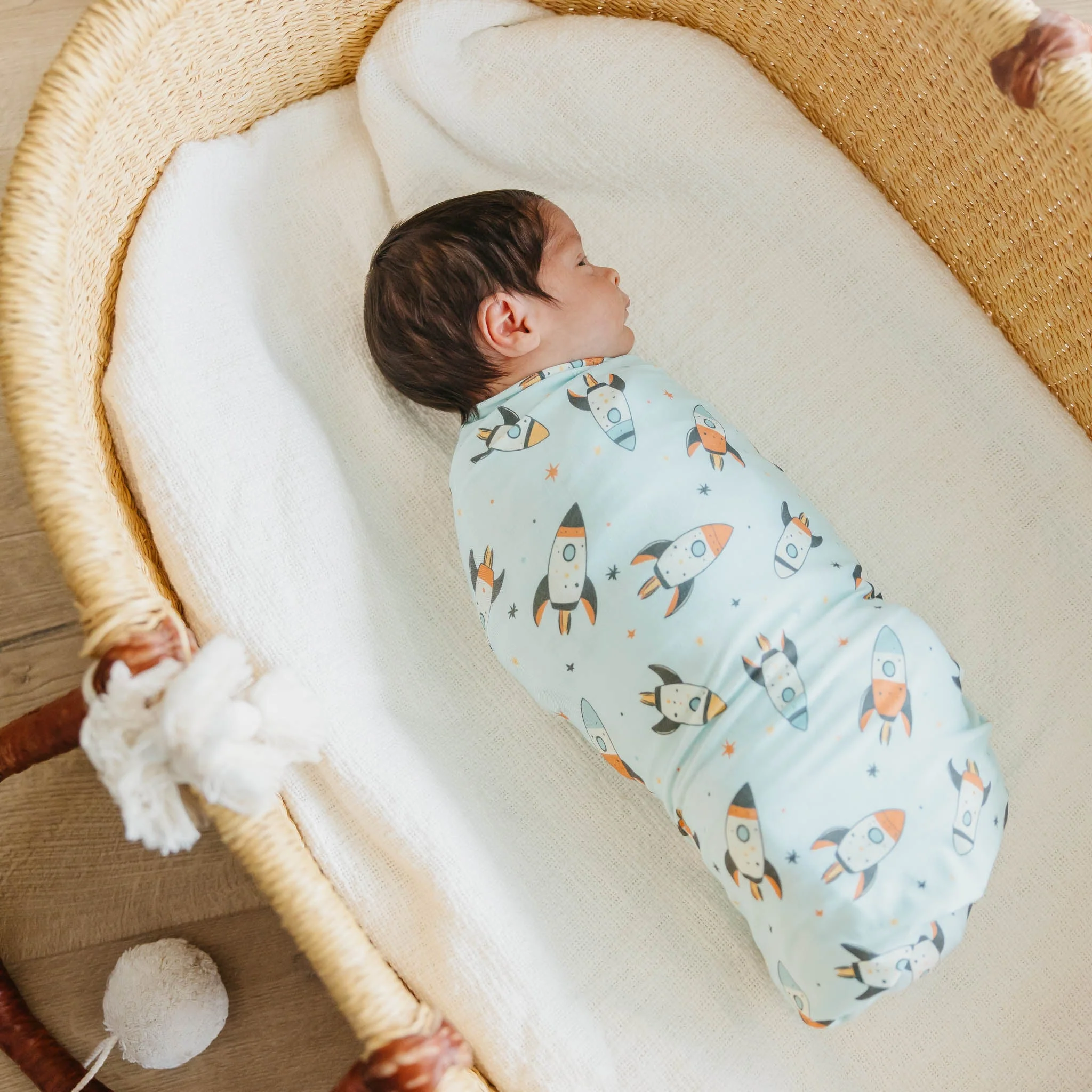 Bamboo Swaddle Blanket - Rocketeer by Copper Pearl - Image 6