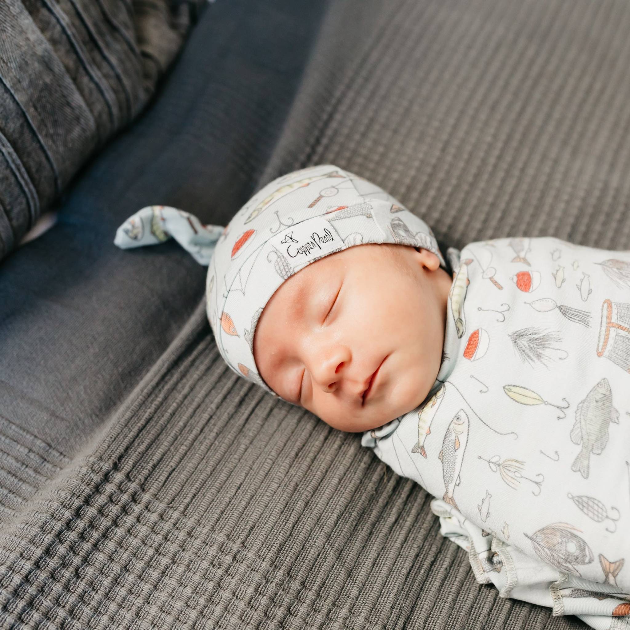 Knit Swaddle Blanket - Trout by Copper Pearl - Image 6