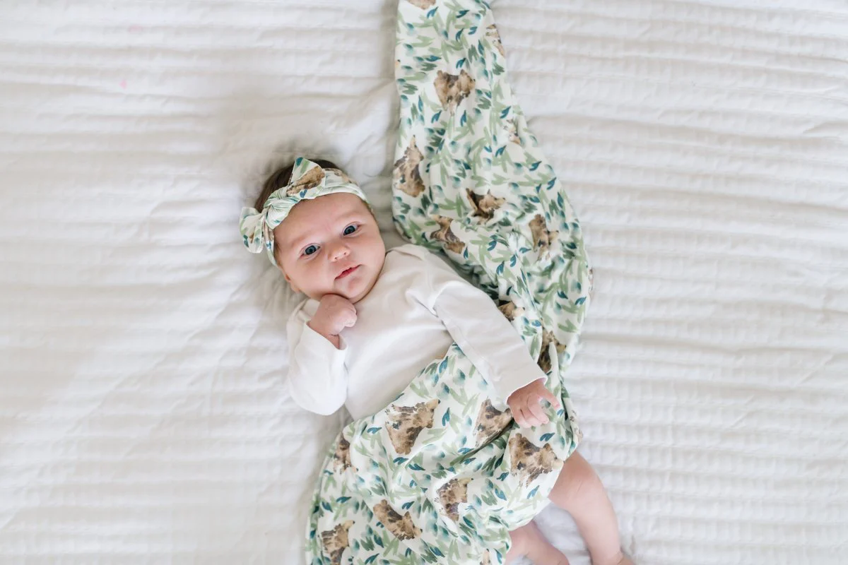 Knit Swaddle Blanket - Bear by Copper Pearl - Image 2