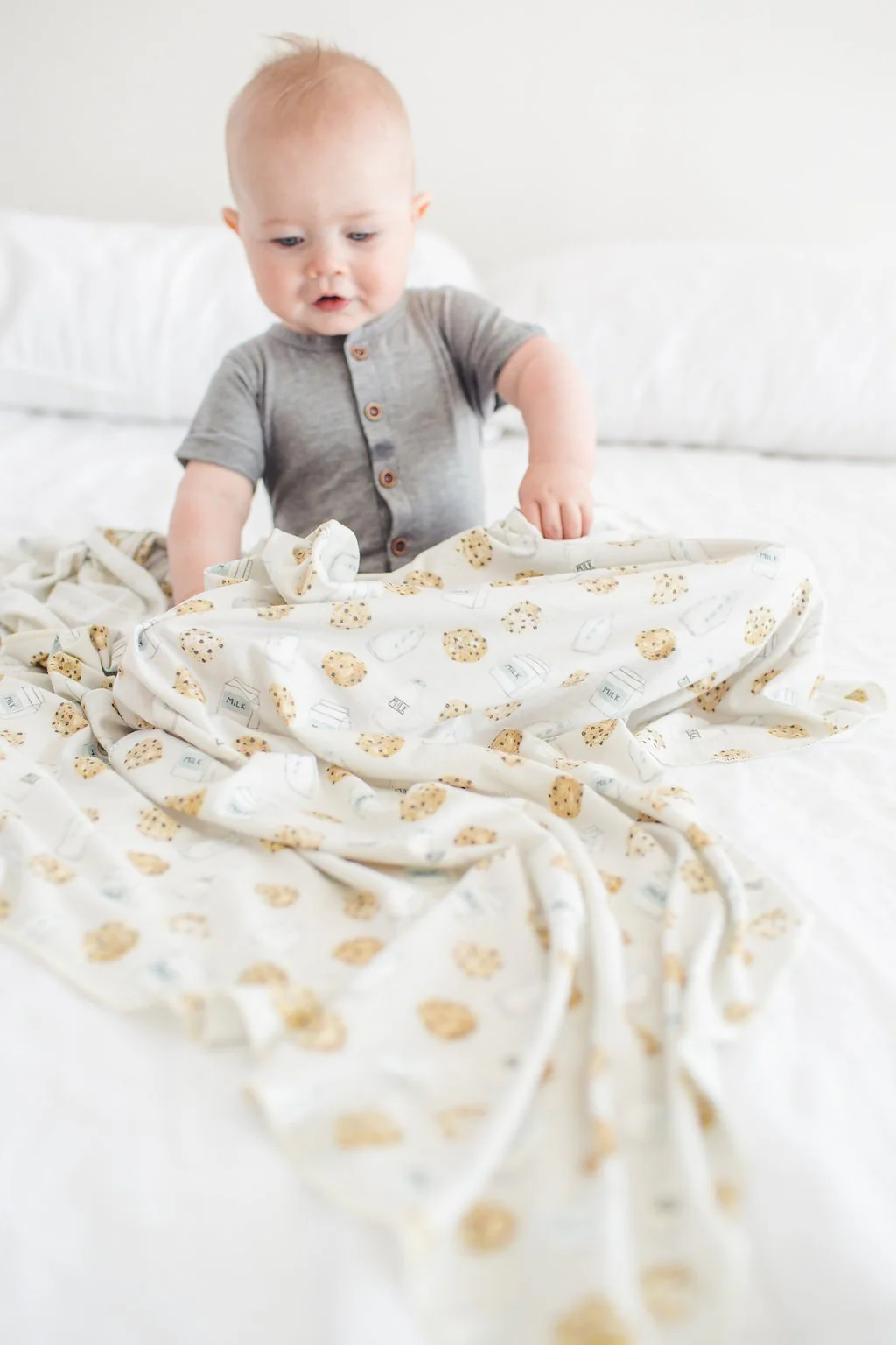 Knit Swaddle Blanket - Chip by Copper Pearl - Image 3