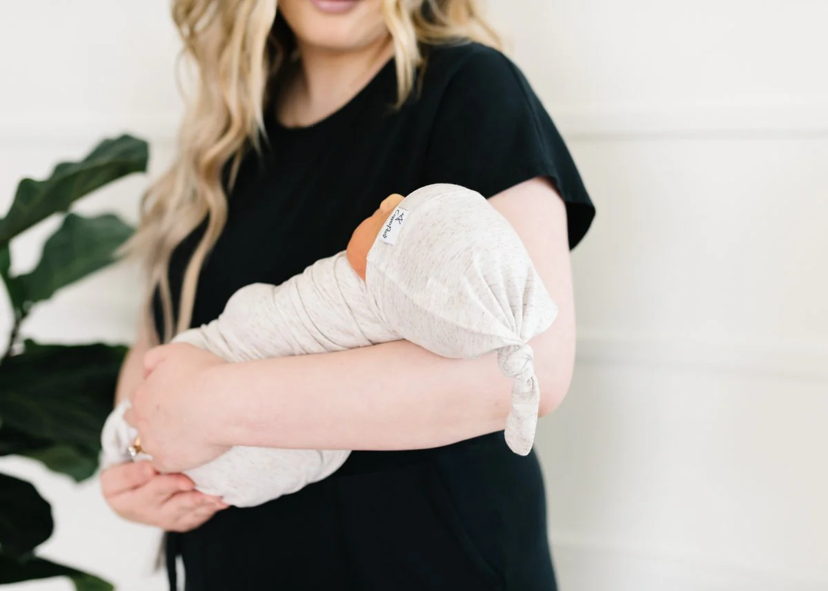 Knit Swaddle Blanket - Oat by Copper Pearl - Image 2