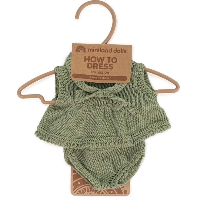 Knitted Doll Outfit 8 1/4" - Dress & Headband by Miniland - Image 2