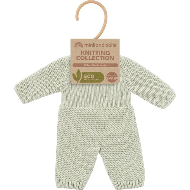 Knitted Doll Pajamas 12 5/8" - Green by Miniland - Image 2